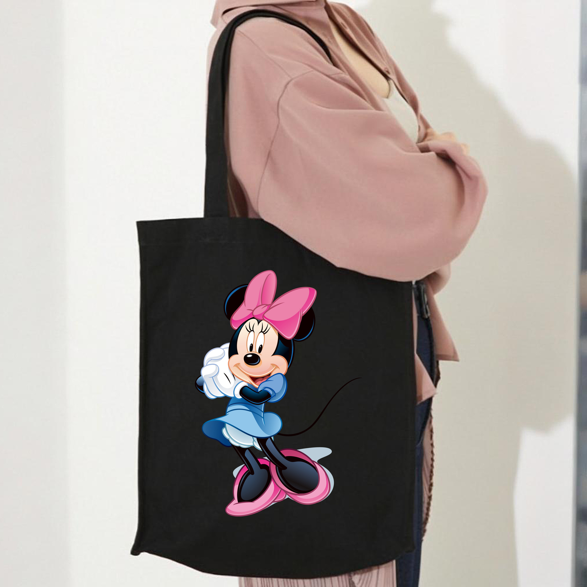 ミッキーマウス Mickey Mouse 縦型キャンバス生地手提げバッグ　トートバッグ