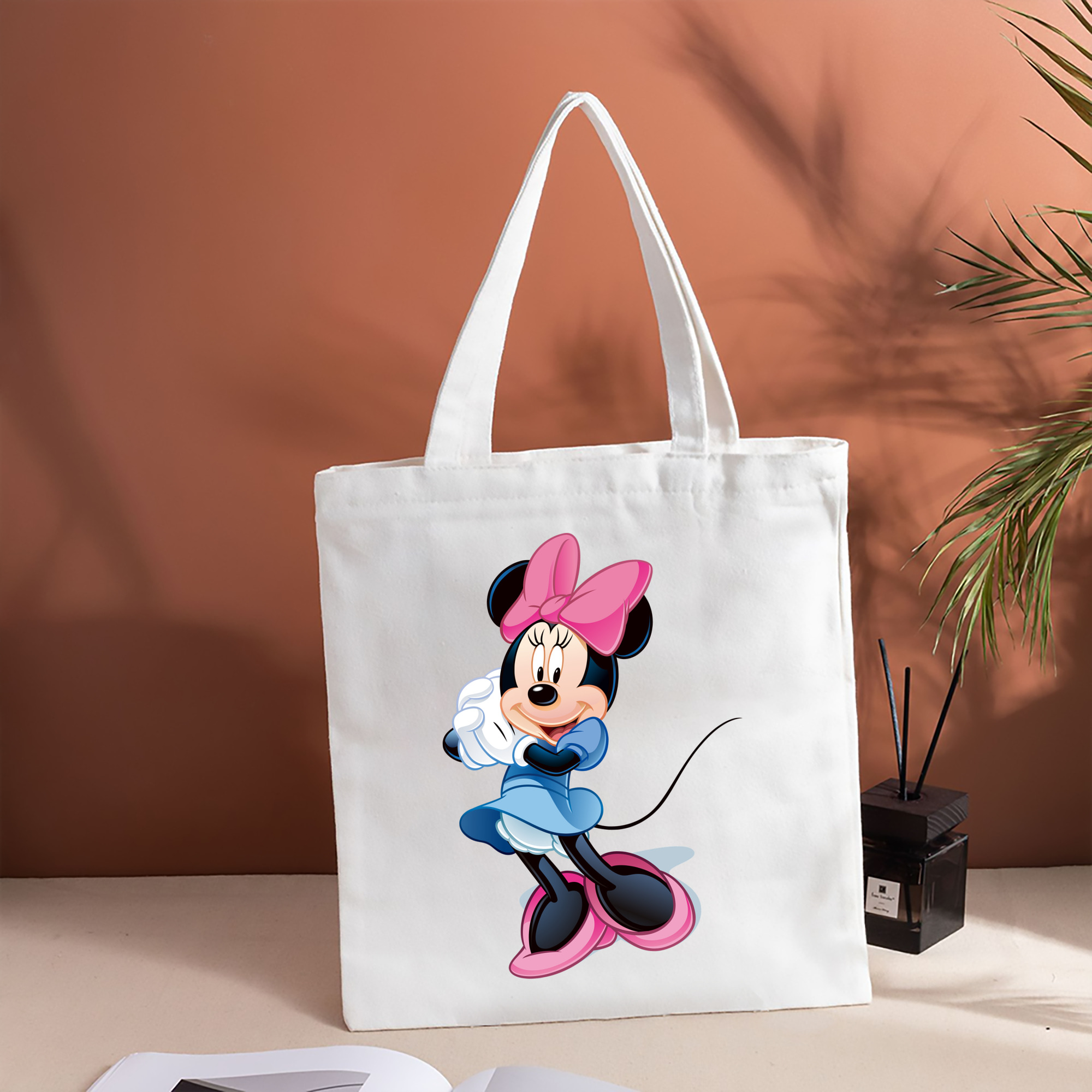 ミッキーマウス Mickey Mouse 縦型キャンバス生地手提げバッグ　トートバッグ