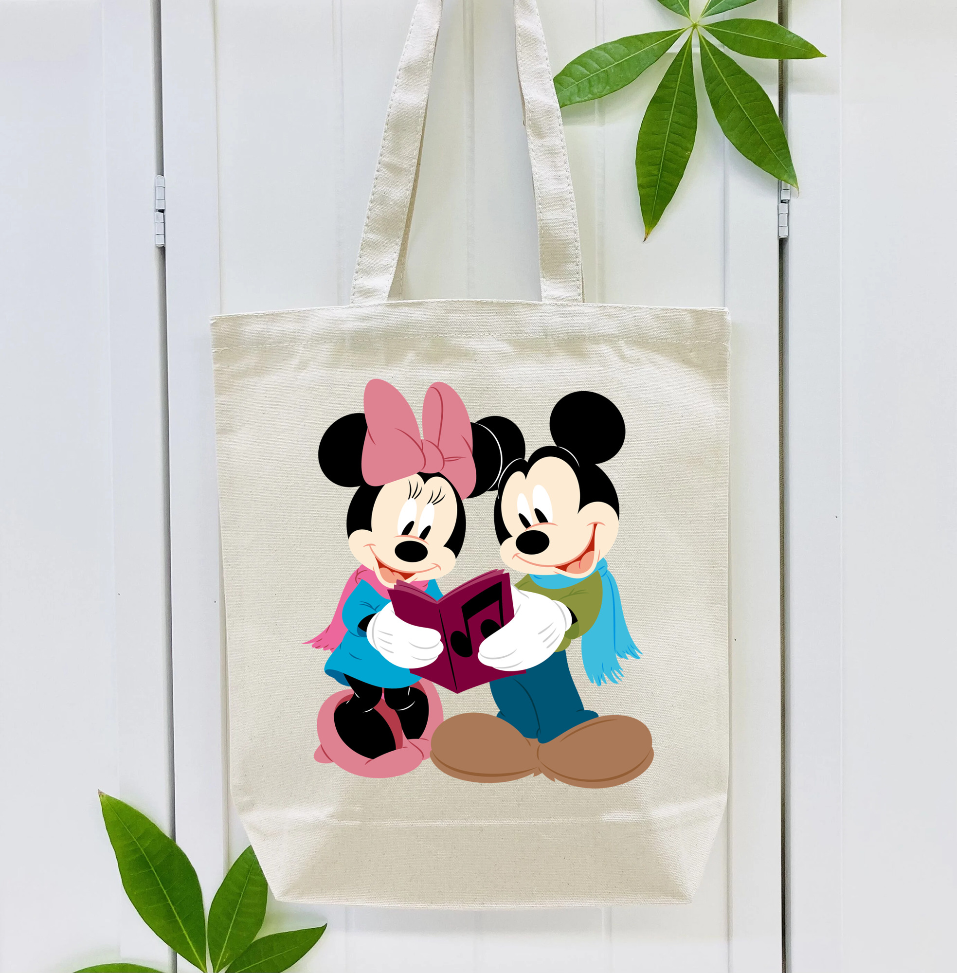 ミッキーマウス Mickey Mouse 縦型キャンバス生地手提げバッグ　トートバッグ