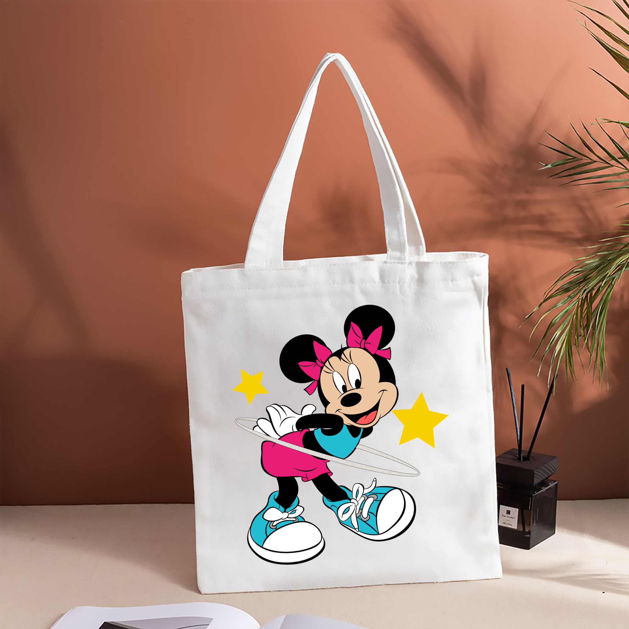ミッキーマウス Mickey Mouse 縦型キャンバス生地手提げバッグ　トートバッグ