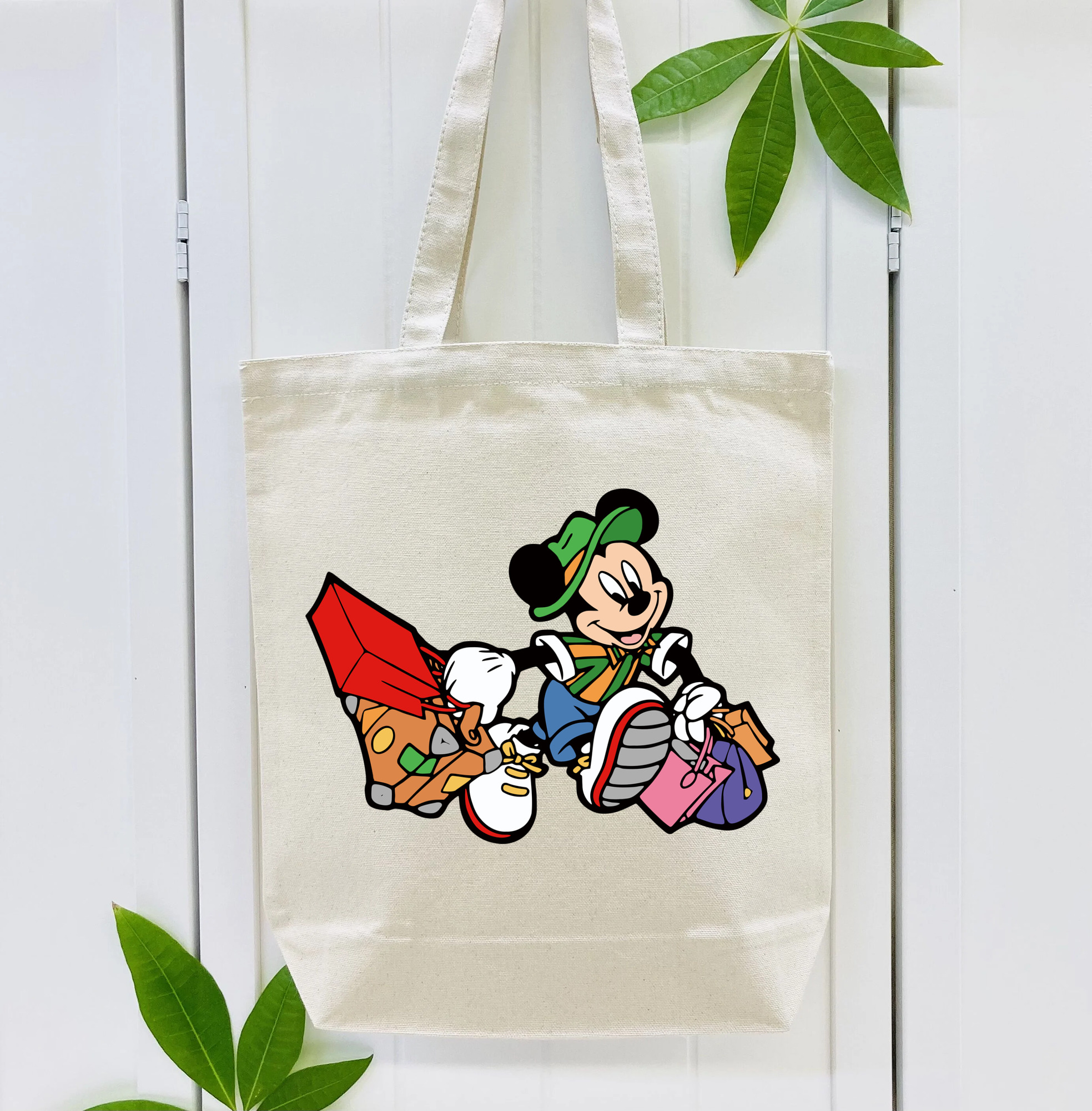ミッキーマウス Mickey Mouse 縦型キャンバス生地手提げバッグ　トートバッグ