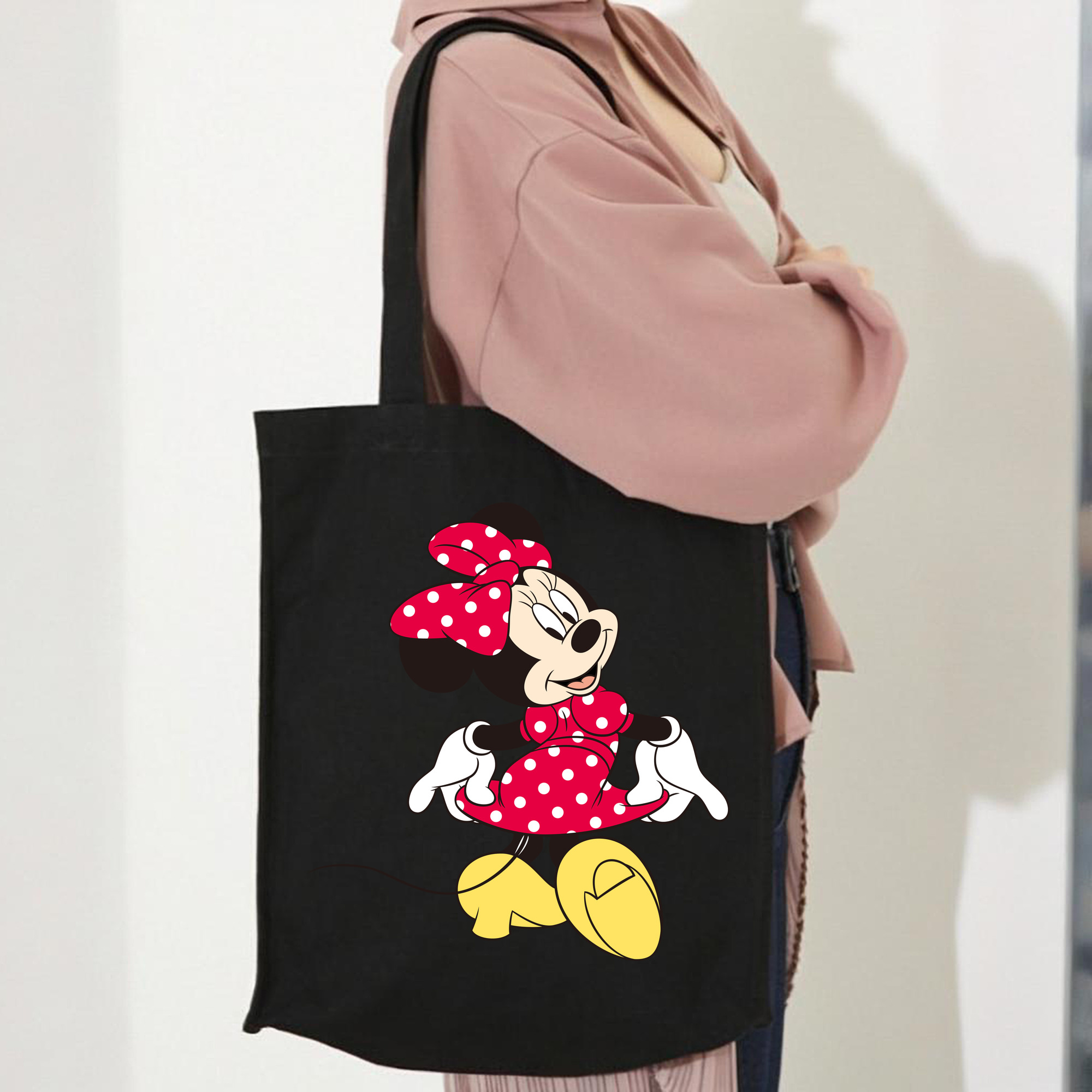 ミッキーマウス Mickey Mouse 縦型キャンバス生地手提げバッグ　トートバッグ