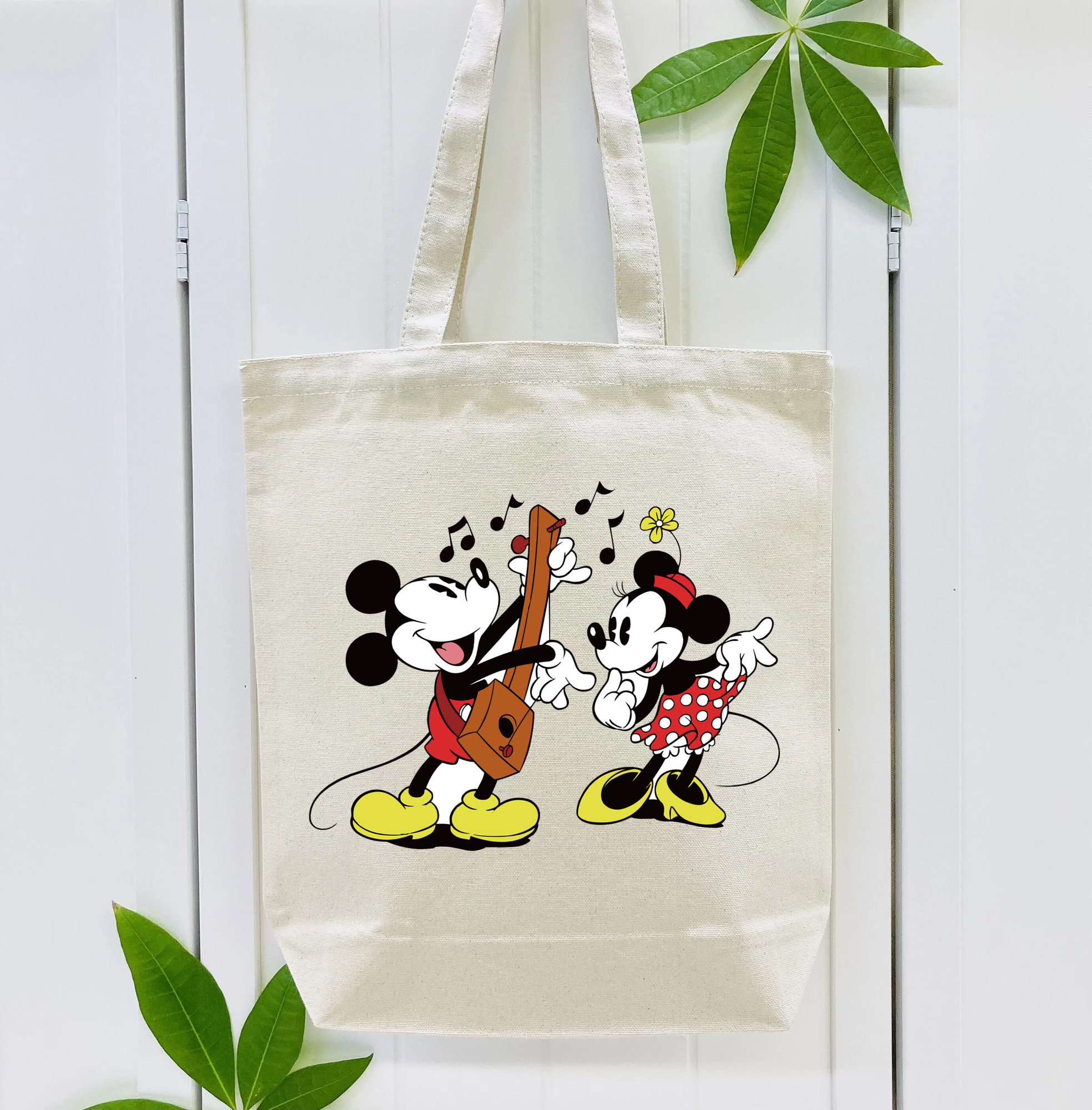 ミッキーマウス Mickey Mouse 縦型キャンバス生地手提げバッグ　トートバッグ