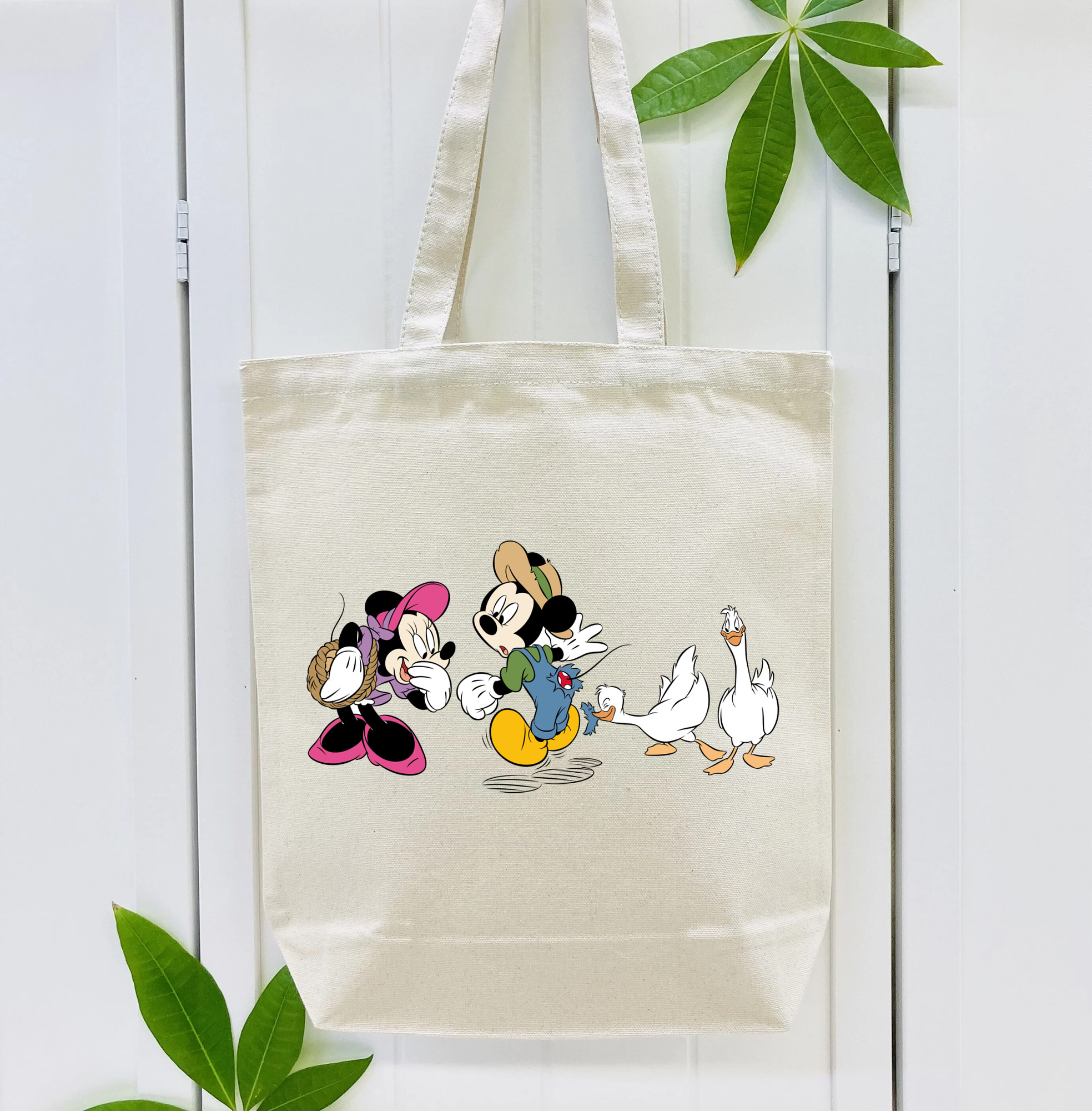 ミッキーマウス Mickey Mouse 縦型キャンバス生地手提げバッグ　トートバッグ
