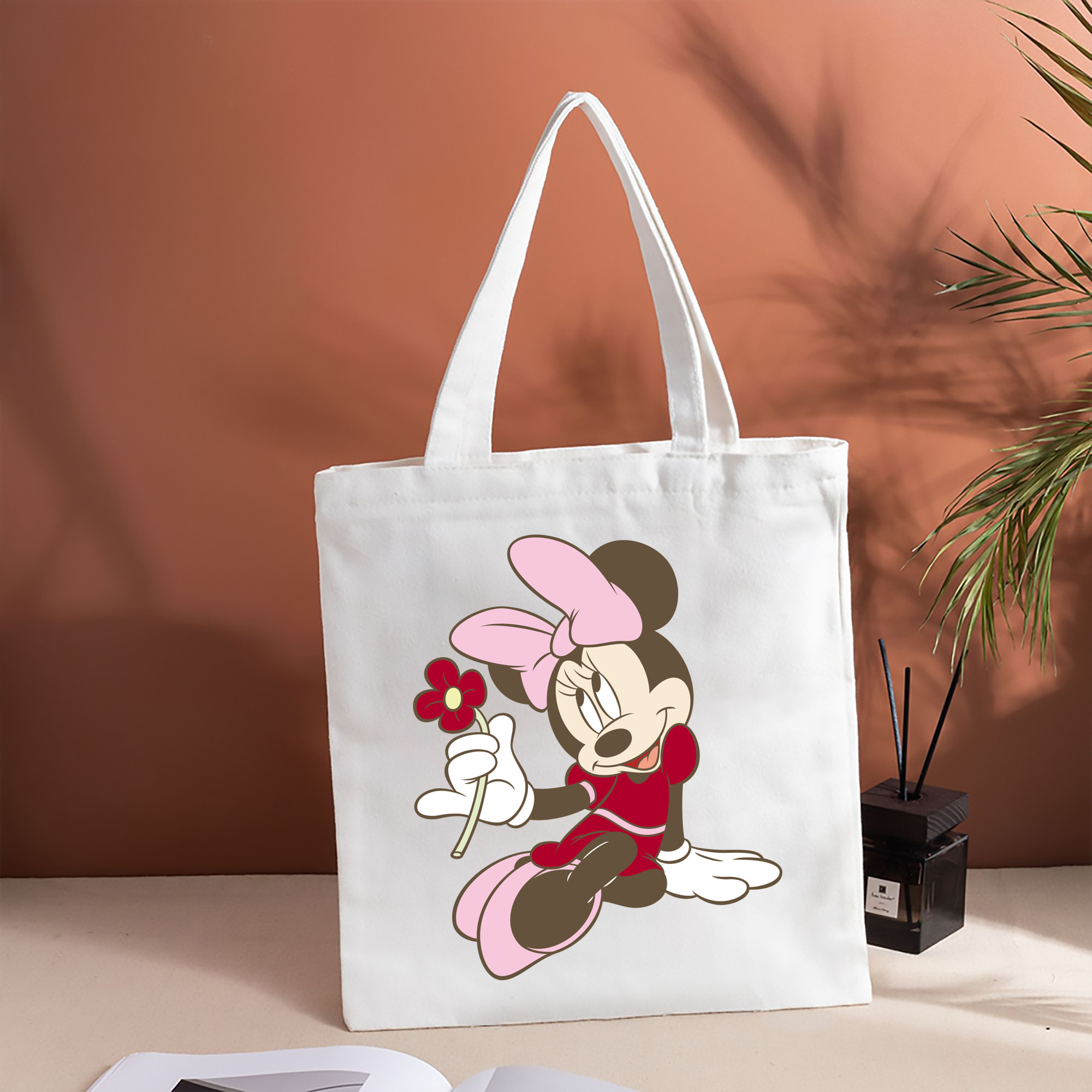 ミッキーマウス Mickey Mouse 縦型キャンバス生地手提げバッグ　トートバッグ