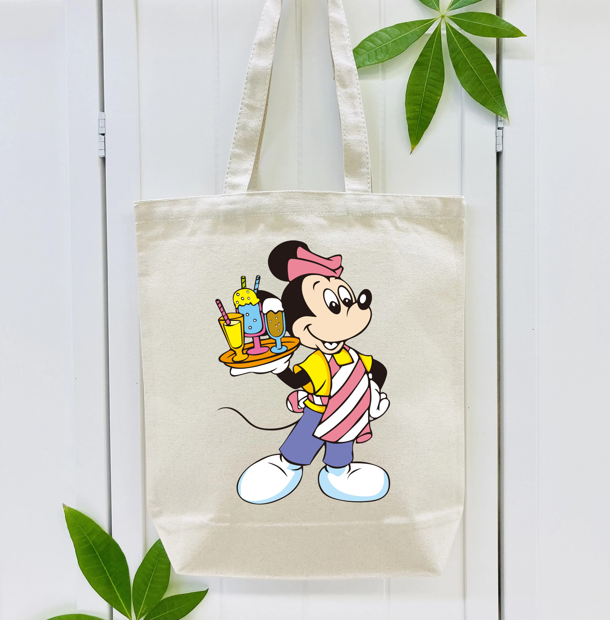 ミッキーマウス Mickey Mouse 縦型キャンバス生地手提げバッグ　トートバッグ