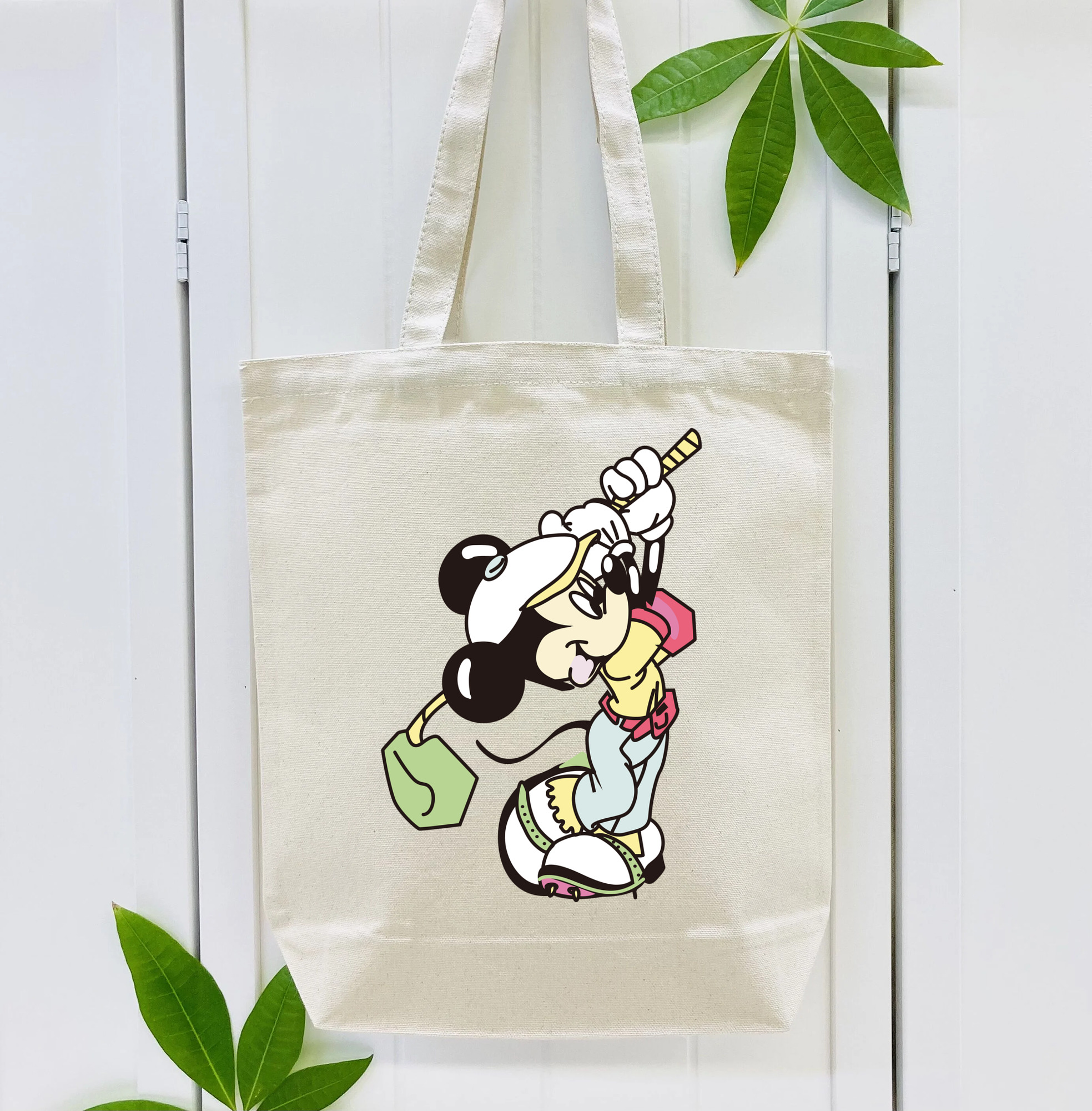 ミッキーマウス Mickey Mouse 縦型キャンバス生地手提げバッグ　トートバッグ