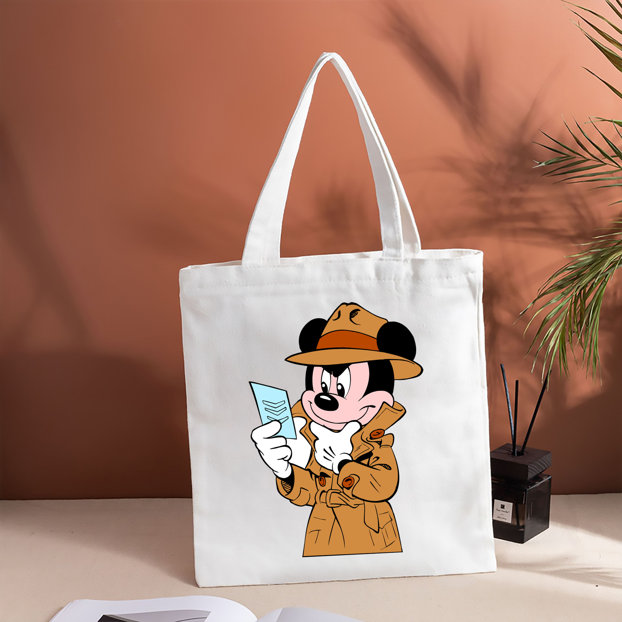 ミッキーマウス Mickey Mouse 縦型キャンバス生地手提げバッグ　トートバッグ