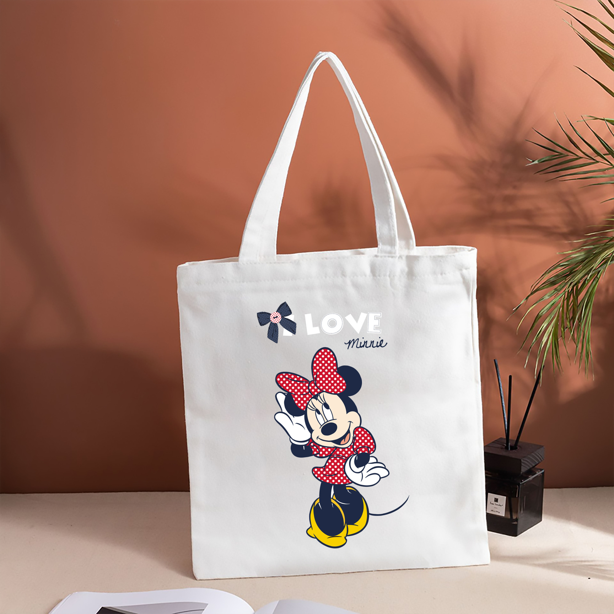 ミッキーマウス Mickey Mouse 縦型キャンバス生地手提げバッグ　トートバッグ