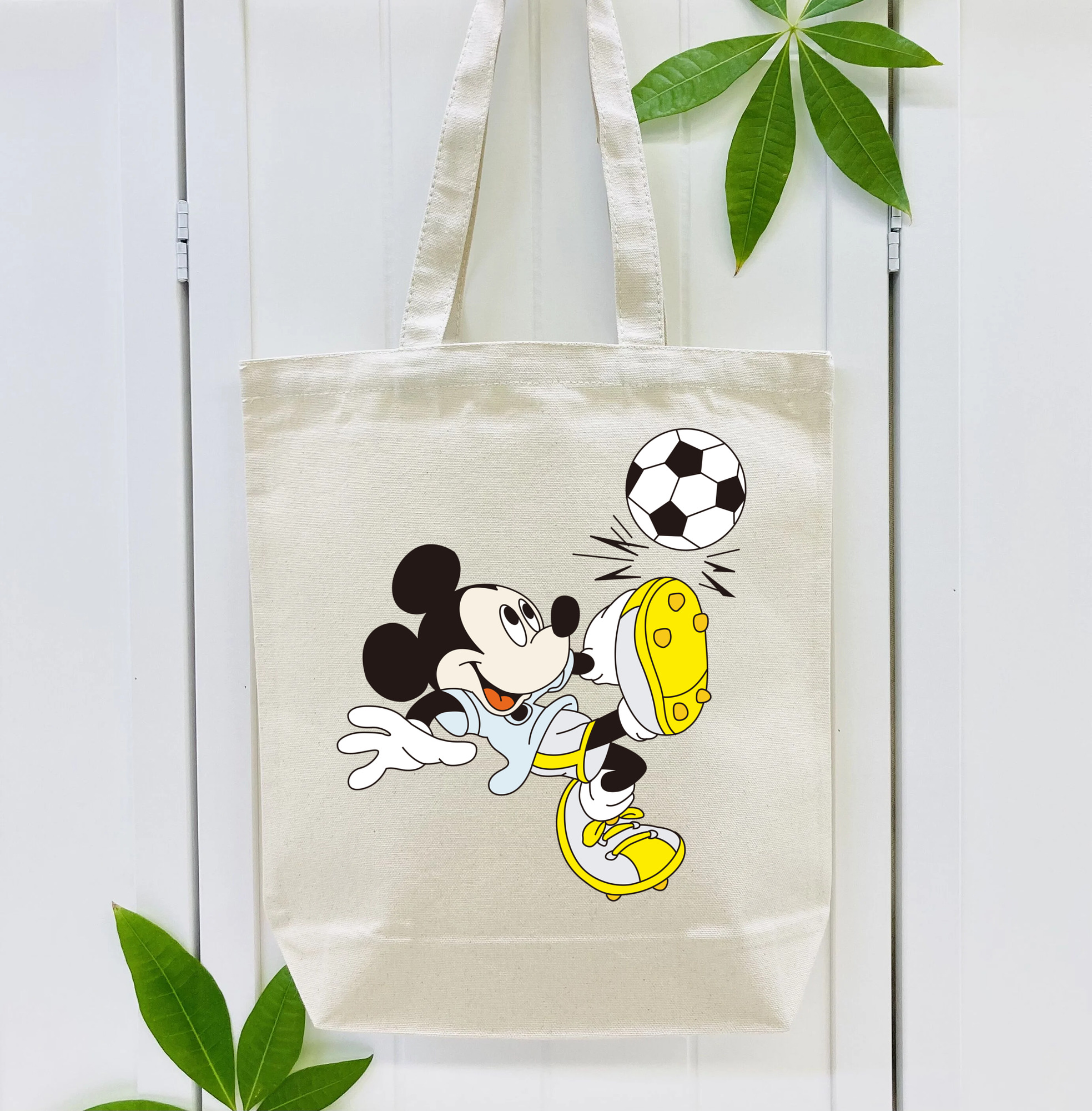ミッキーマウス Mickey Mouse 縦型キャンバス生地手提げバッグ　トートバッグ
