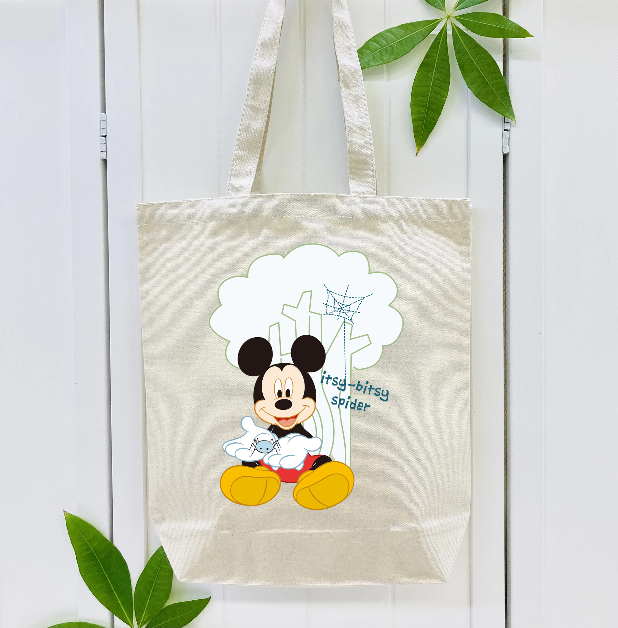 ミッキーマウス Mickey Mouse 縦型キャンバス生地手提げバッグ　トートバッグ
