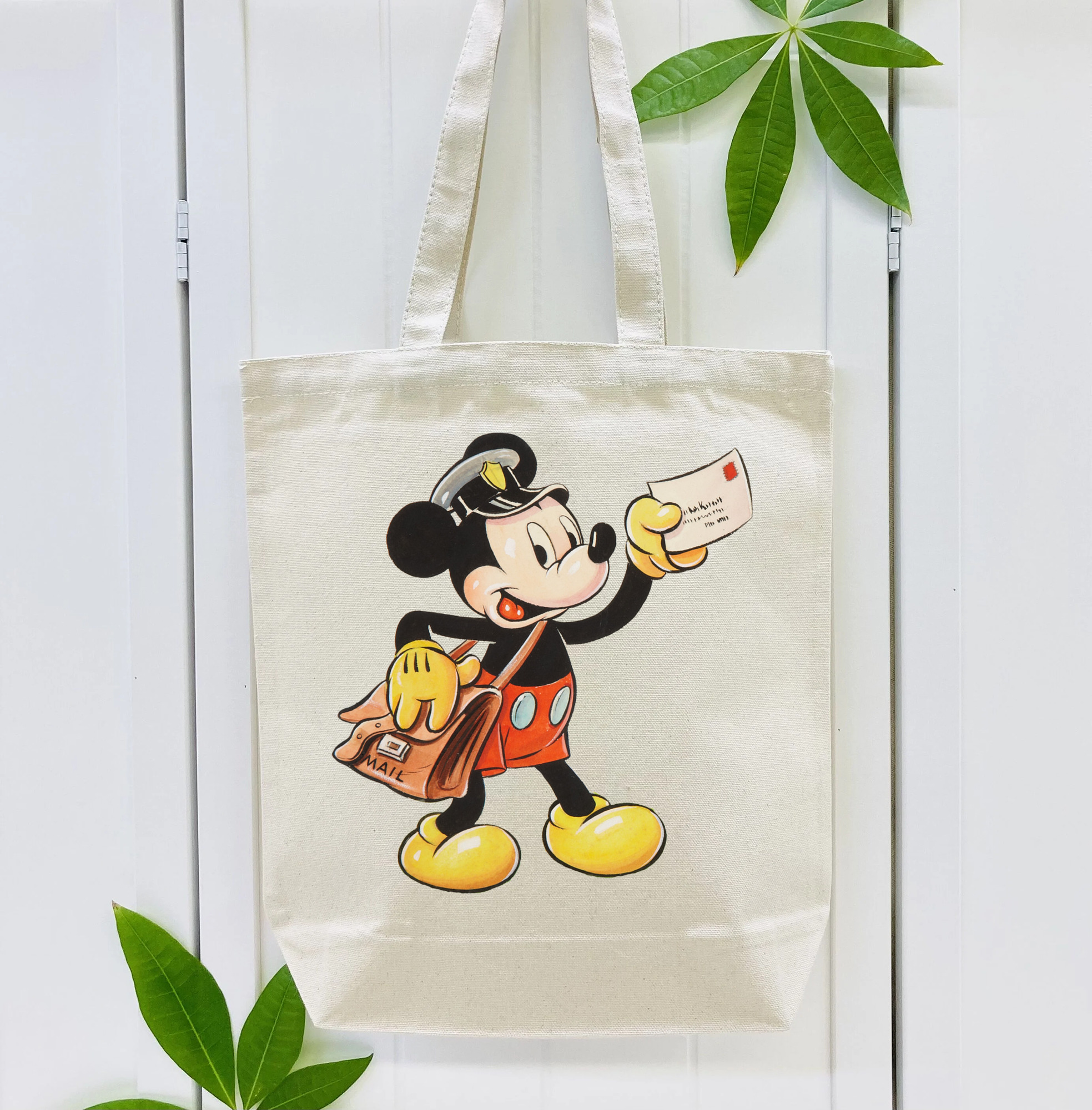 ミッキーマウス Mickey Mouse 縦型キャンバス生地手提げバッグ　トートバッグ
