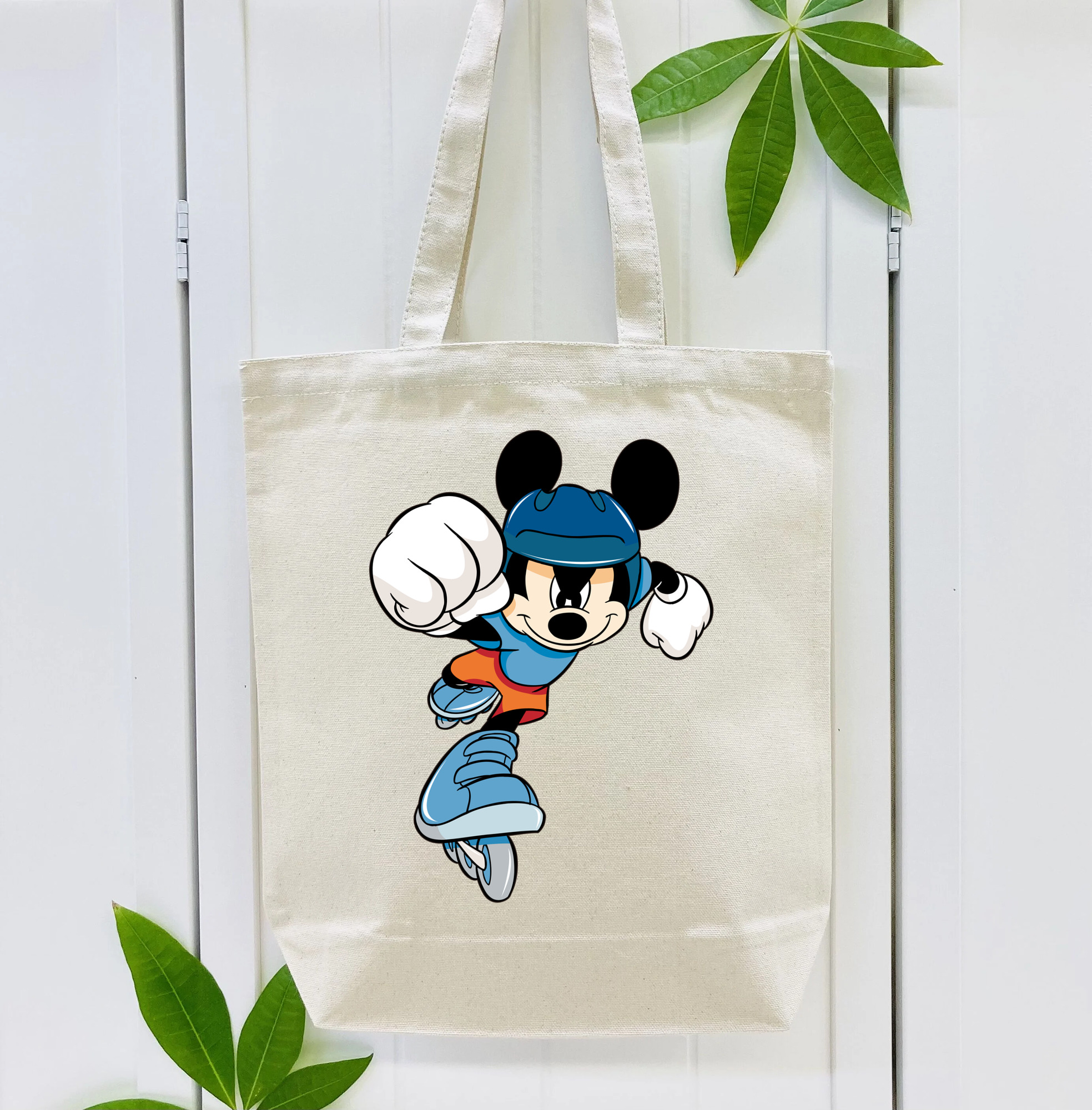 ミッキーマウス Mickey Mouse 縦型キャンバス生地手提げバッグ　トートバッグ