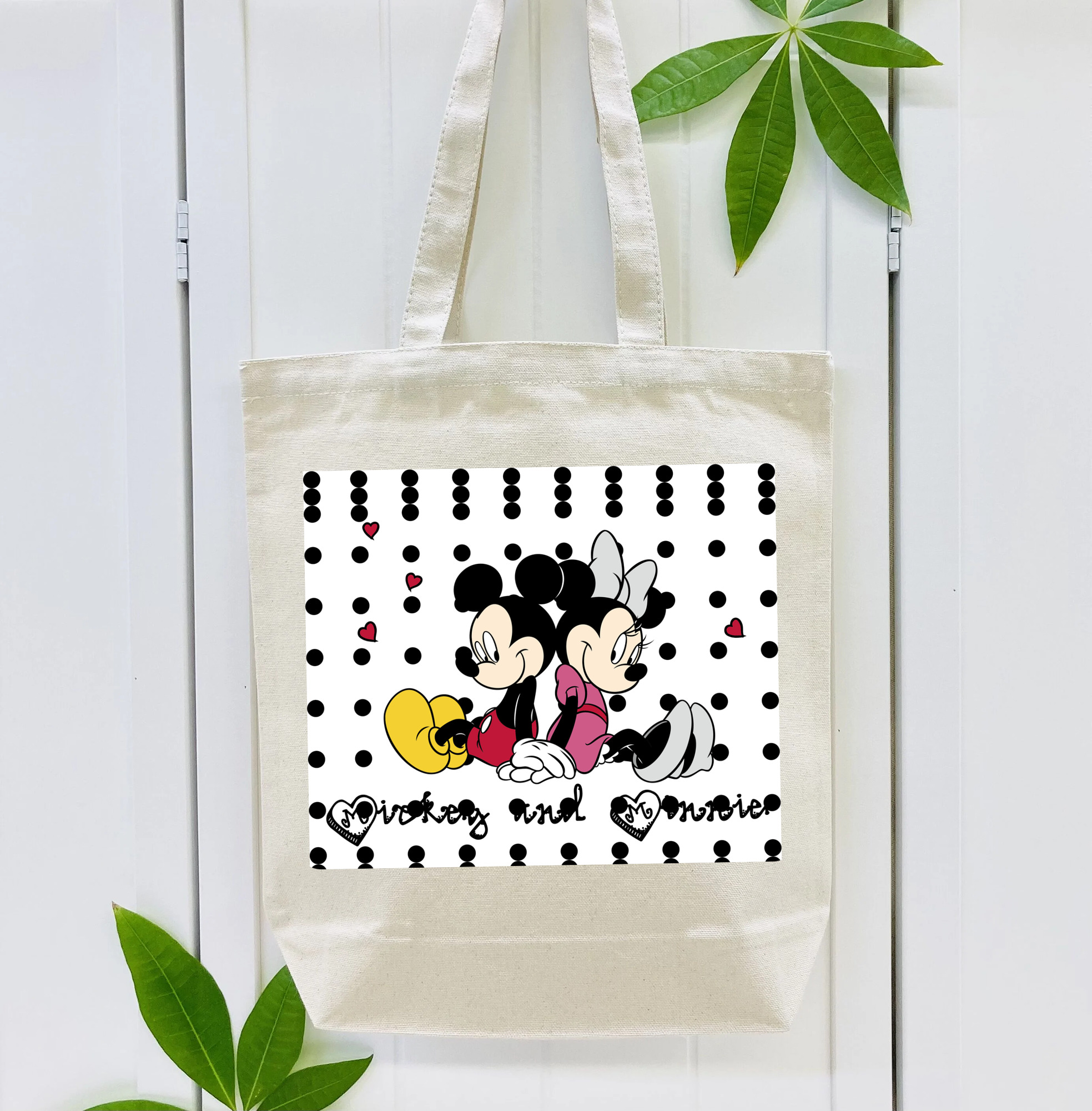 ミッキーマウス Mickey Mouse 縦型キャンバス生地手提げバッグ　トートバッグ