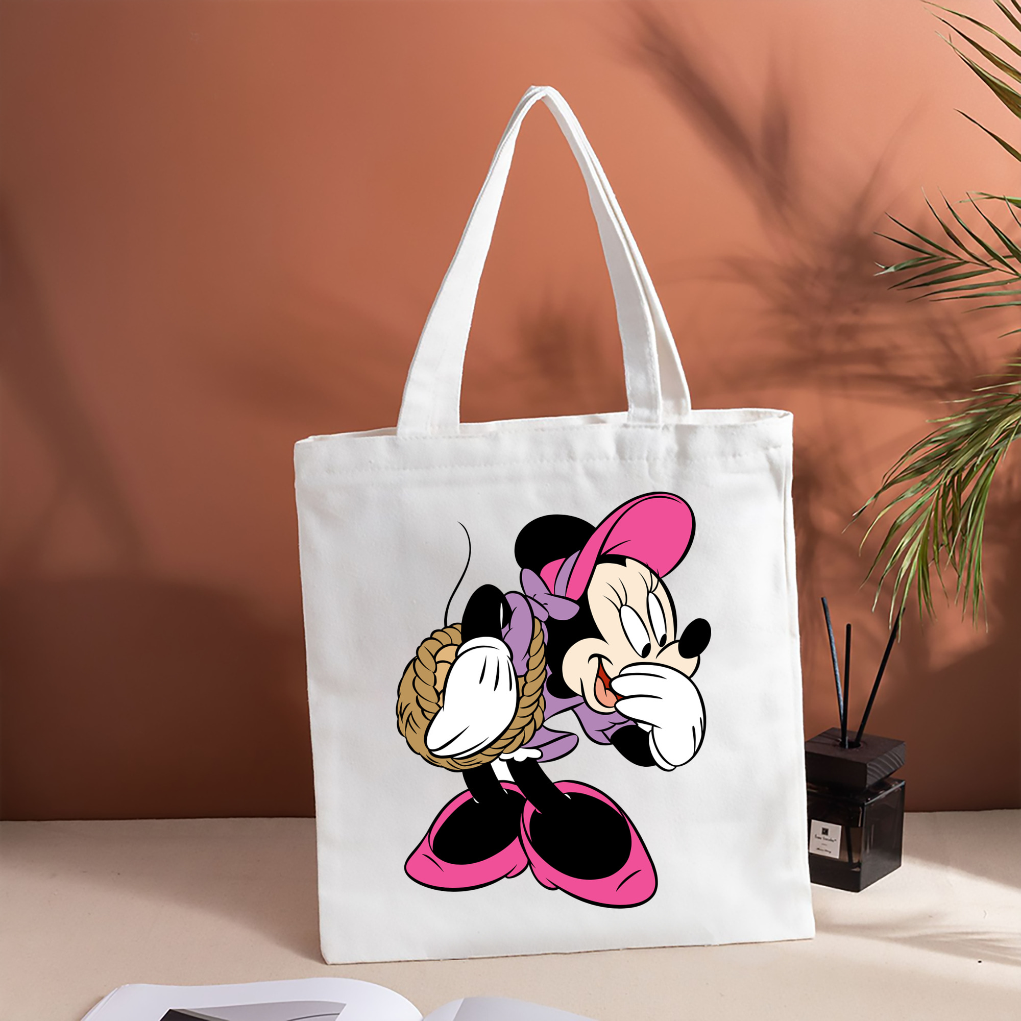 ミッキーマウス Mickey Mouse 縦型キャンバス生地手提げバッグ　トートバッグ