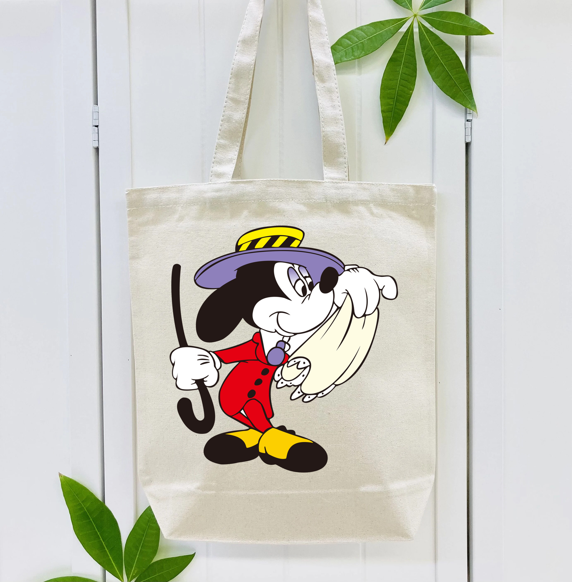 ミッキーマウス Mickey Mouse 縦型キャンバス生地手提げバッグ　トートバッグ