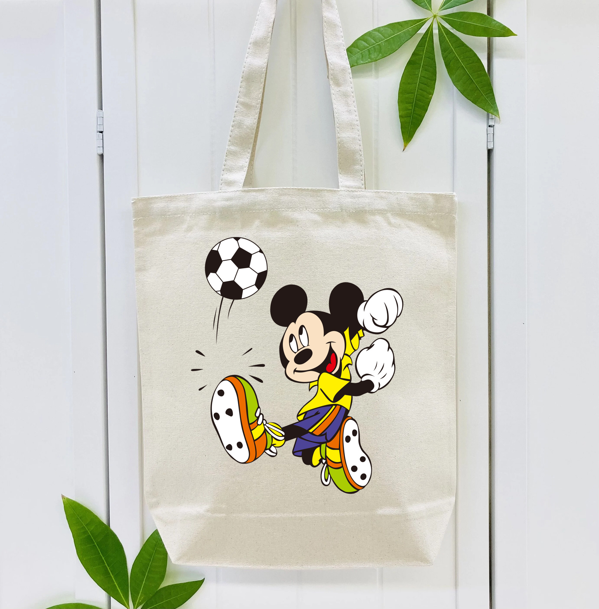 ミッキーマウス Mickey Mouse 縦型キャンバス生地手提げバッグ　トートバッグ