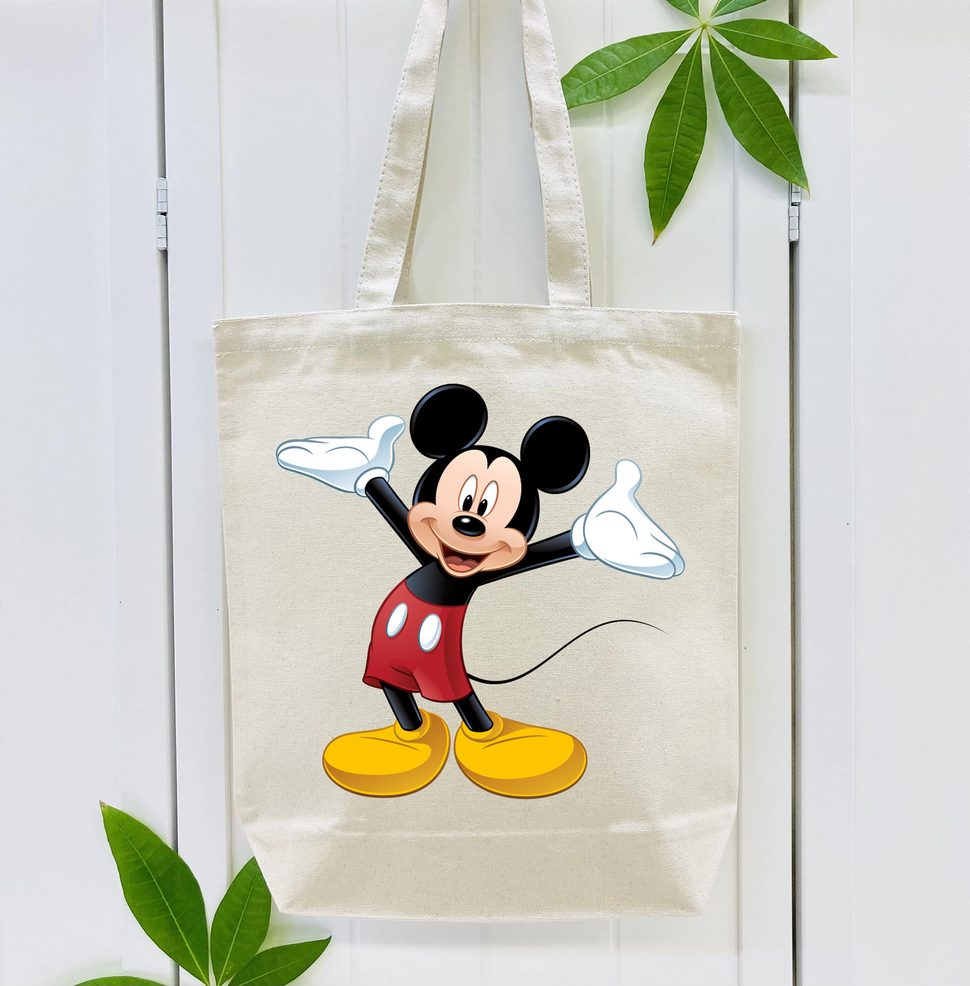 ミッキーマウス Mickey Mouse 縦型キャンバス生地手提げバッグ　トートバッグ
