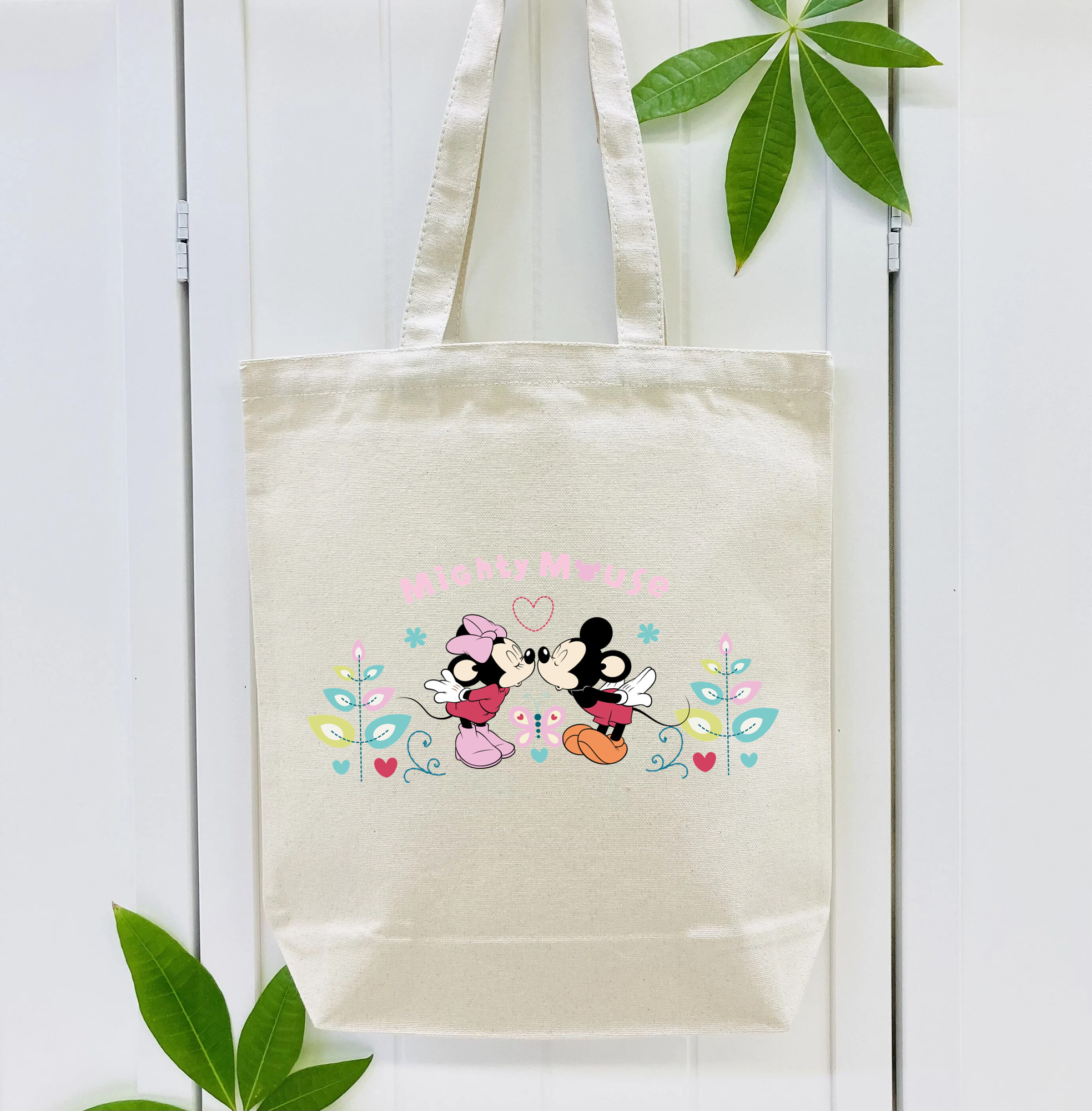 ミッキーマウス Mickey Mouse 縦型キャンバス生地手提げバッグ　トートバッグ