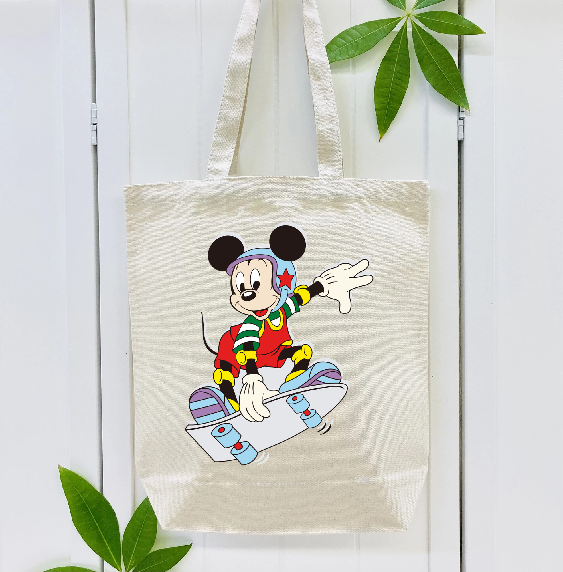 ミッキーマウス Mickey Mouse 縦型キャンバス生地手提げバッグ　トートバッグ