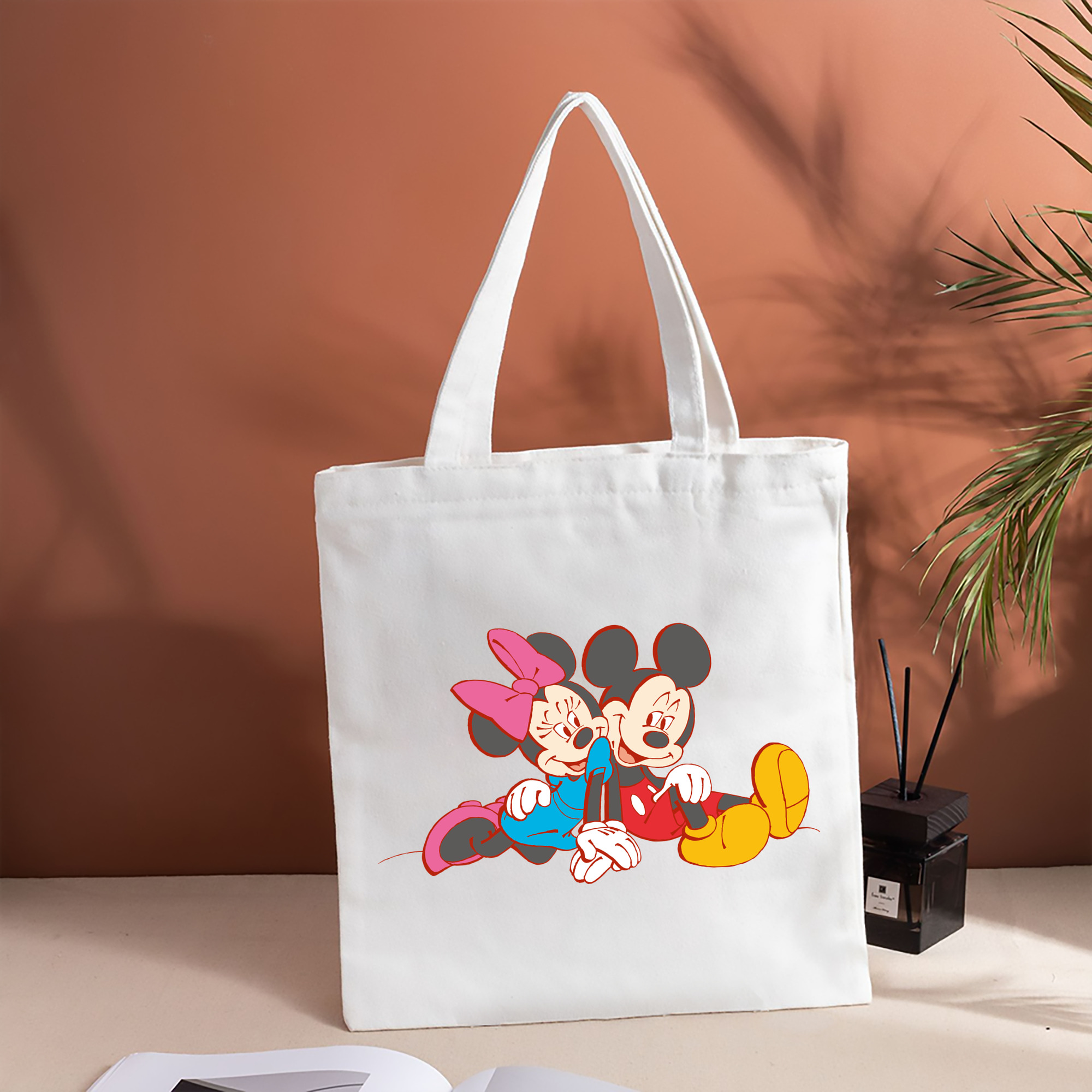 ミッキーマウス Mickey Mouse 縦型キャンバス生地手提げバッグ　トートバッグ