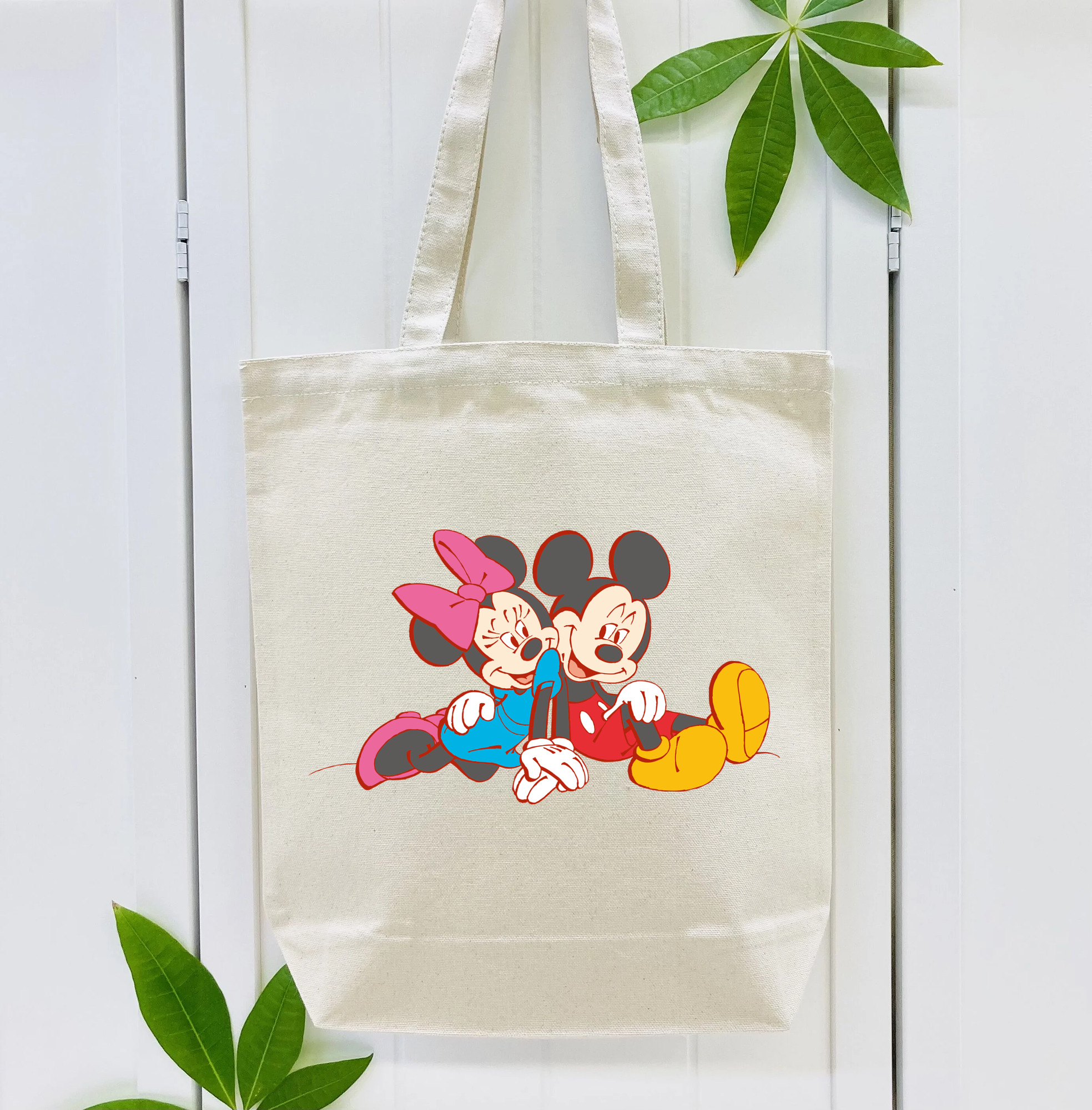 ミッキーマウス Mickey Mouse 縦型キャンバス生地手提げバッグ　トートバッグ