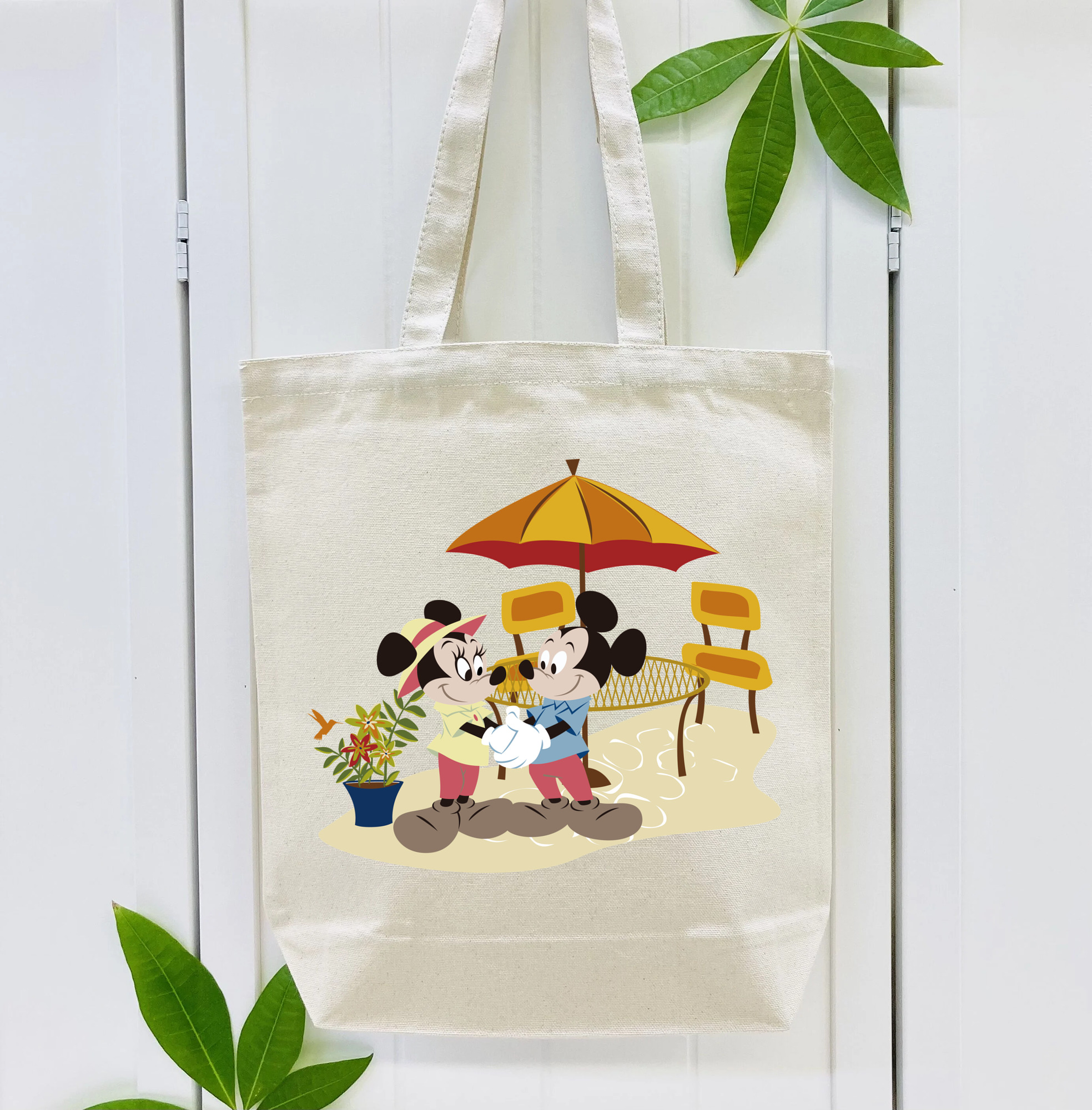 ミッキーマウス Mickey Mouse 縦型キャンバス生地手提げバッグ　トートバッグ