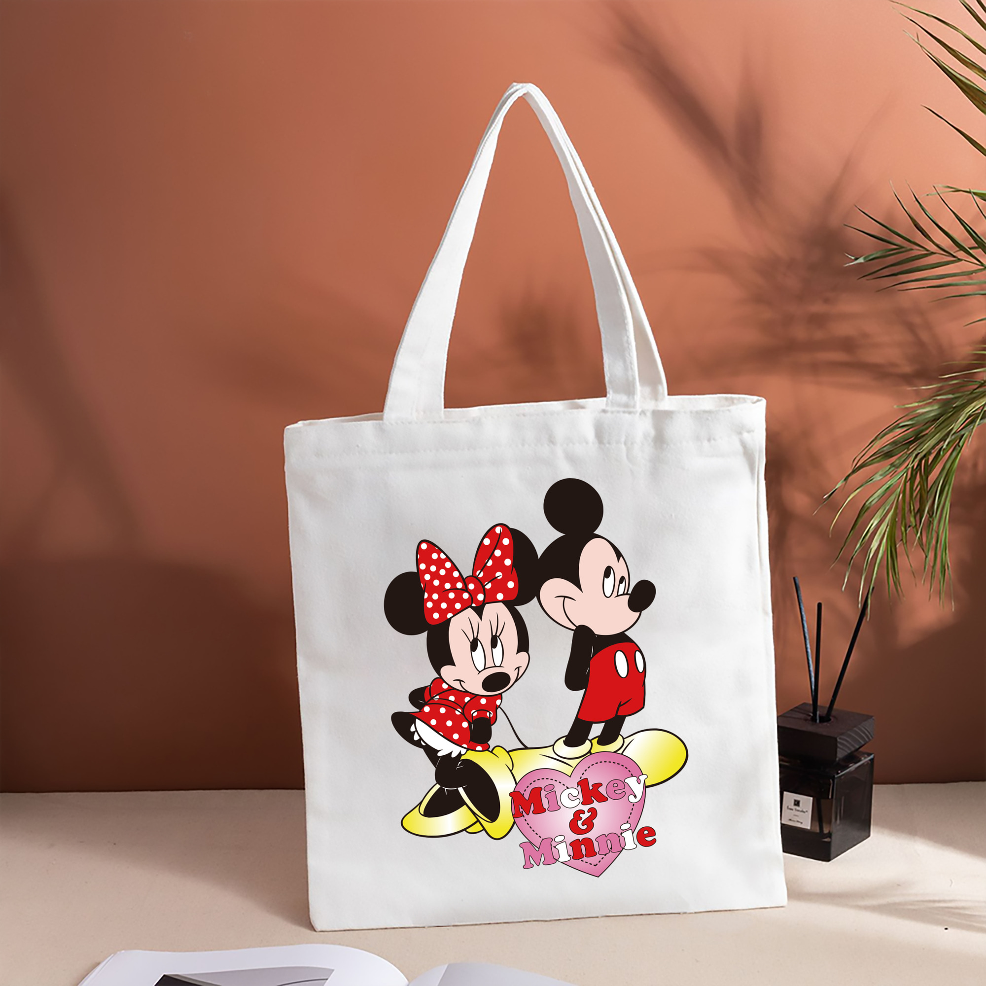 ミッキーマウス Mickey Mouse 縦型キャンバス生地手提げバッグ　トートバッグ