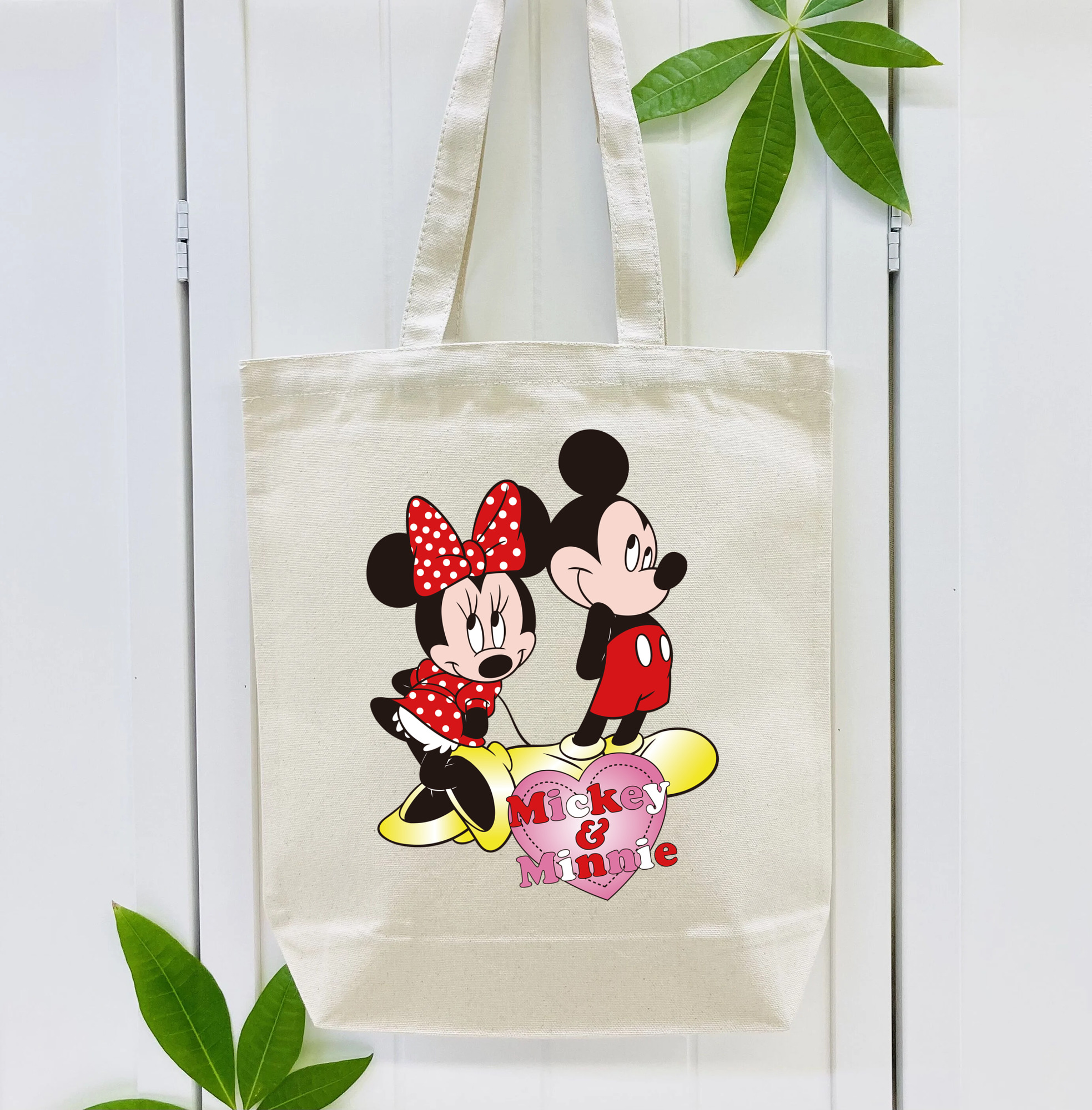 ミッキーマウス Mickey Mouse 縦型キャンバス生地手提げバッグ　トートバッグ