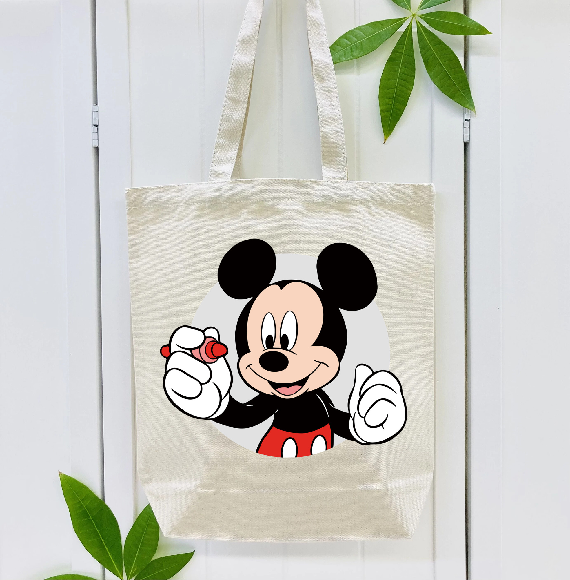 ミッキーマウス Mickey Mouse 縦型キャンバス生地手提げバッグ　トートバッグ
