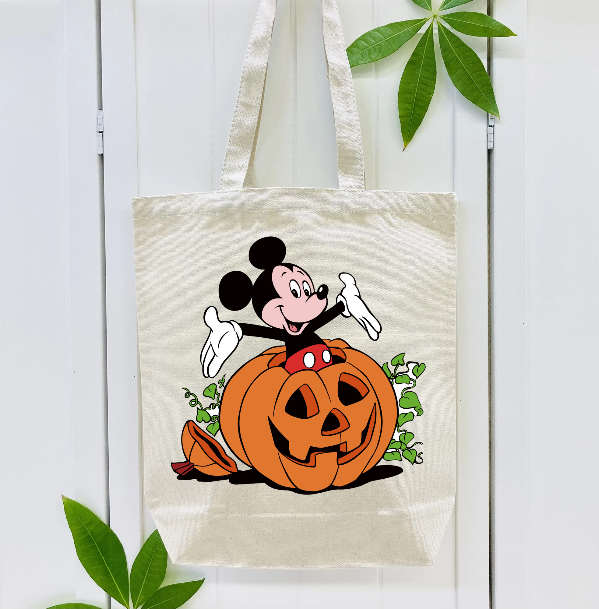 ミッキーマウス Mickey Mouse 縦型キャンバス生地手提げバッグ　トートバッグ