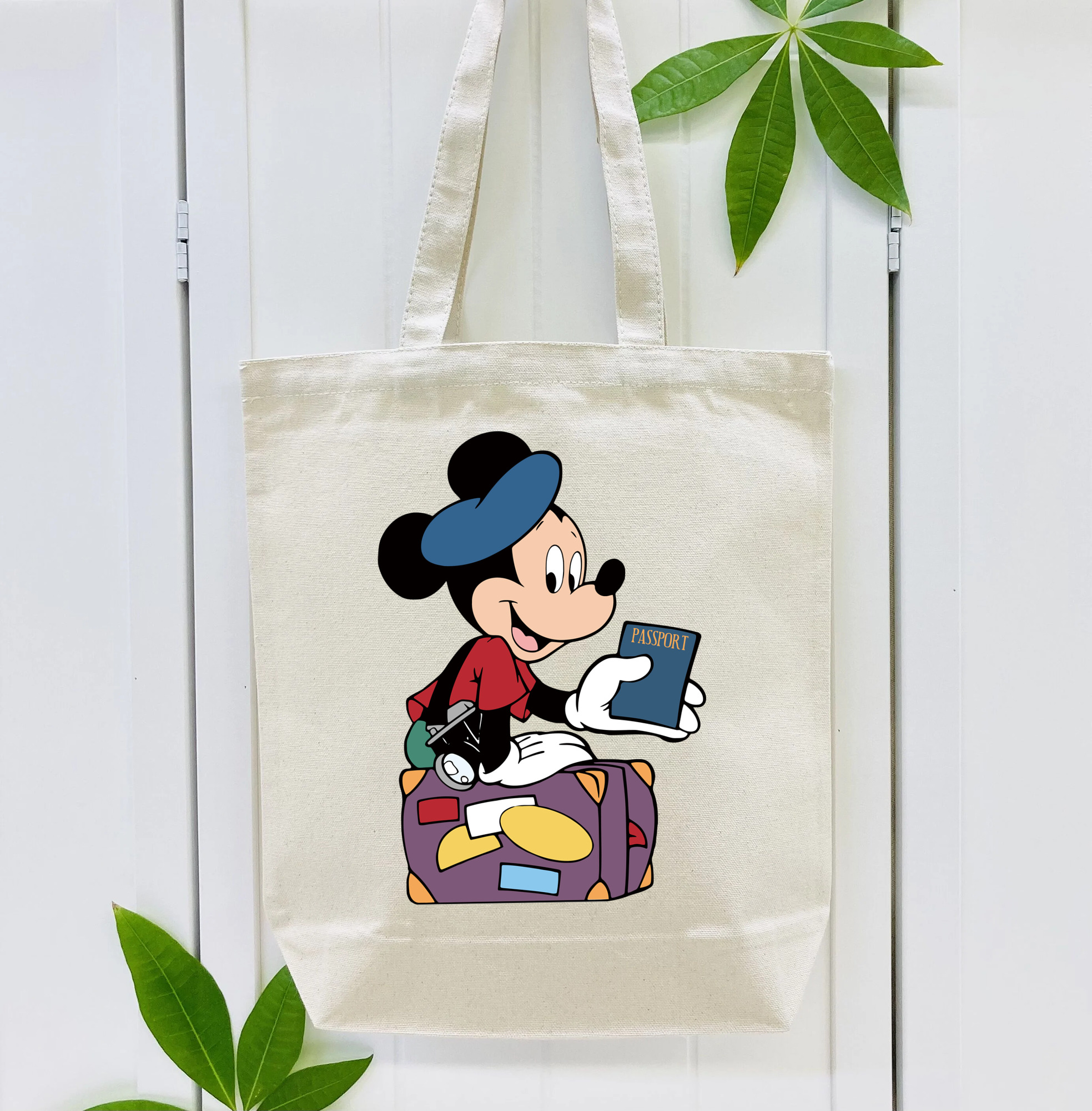 ミッキーマウス Mickey Mouse 縦型キャンバス生地手提げバッグ　トートバッグ