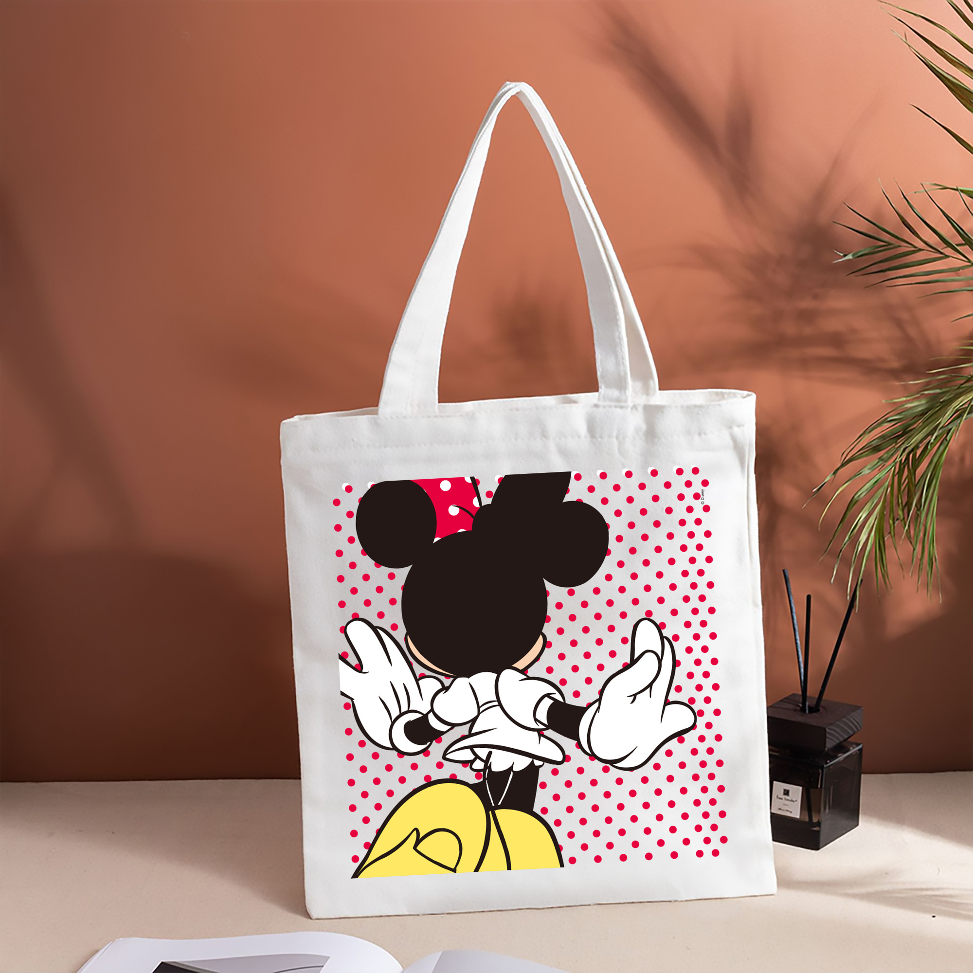 ミッキーマウス Mickey Mouse 縦型キャンバス生地手提げバッグ　トートバッグ