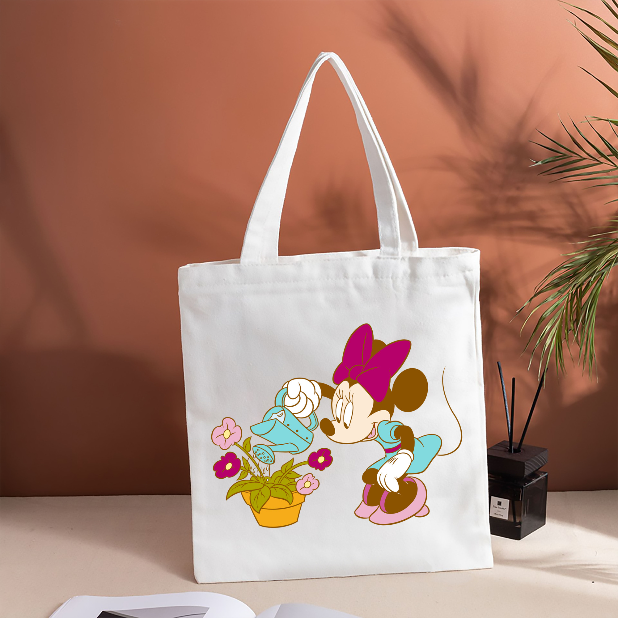 ミッキーマウス Mickey Mouse 縦型キャンバス生地手提げバッグ　トートバッグ