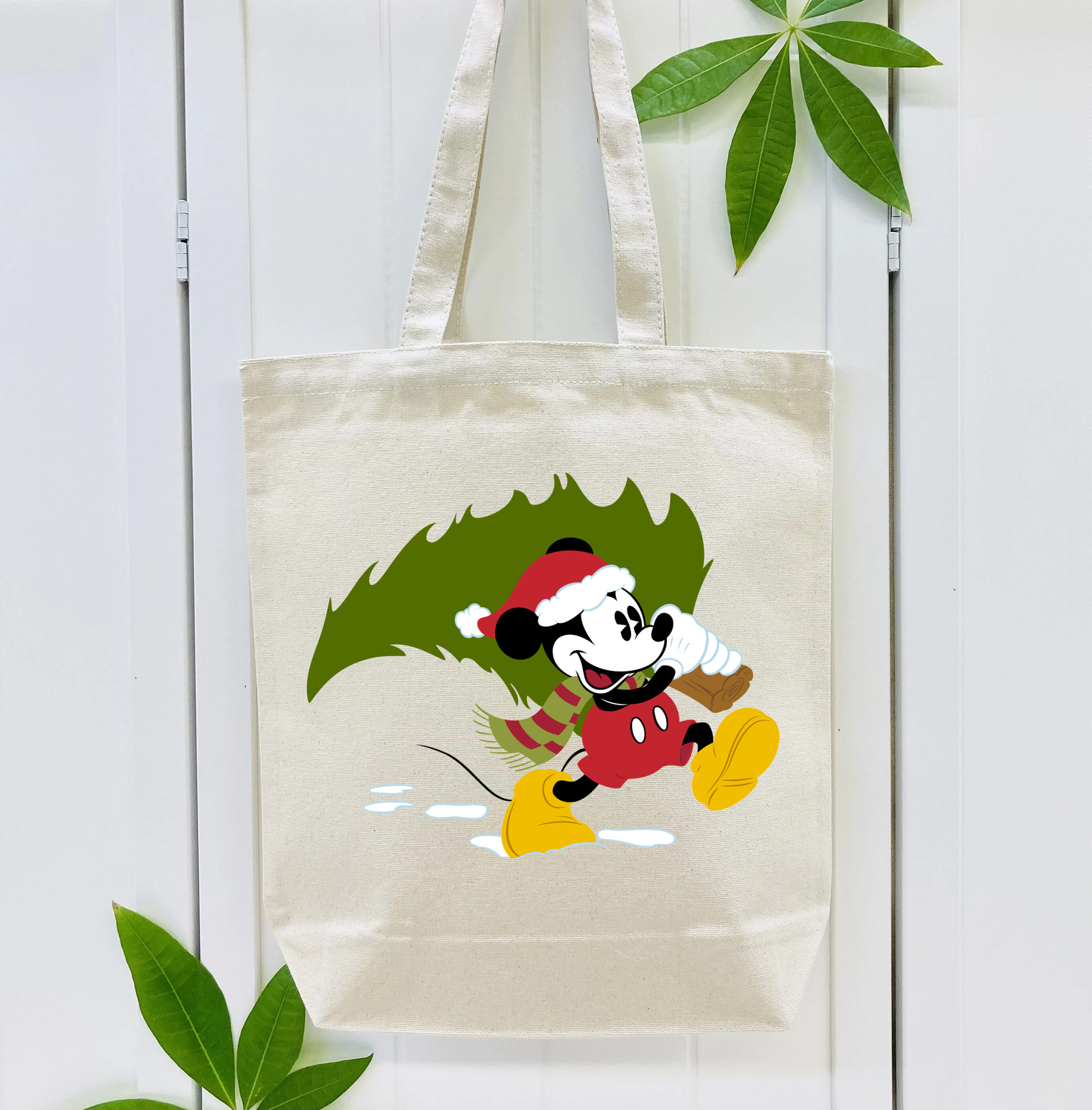 ミッキーマウス Mickey Mouse 縦型キャンバス生地手提げバッグ　トートバッグ