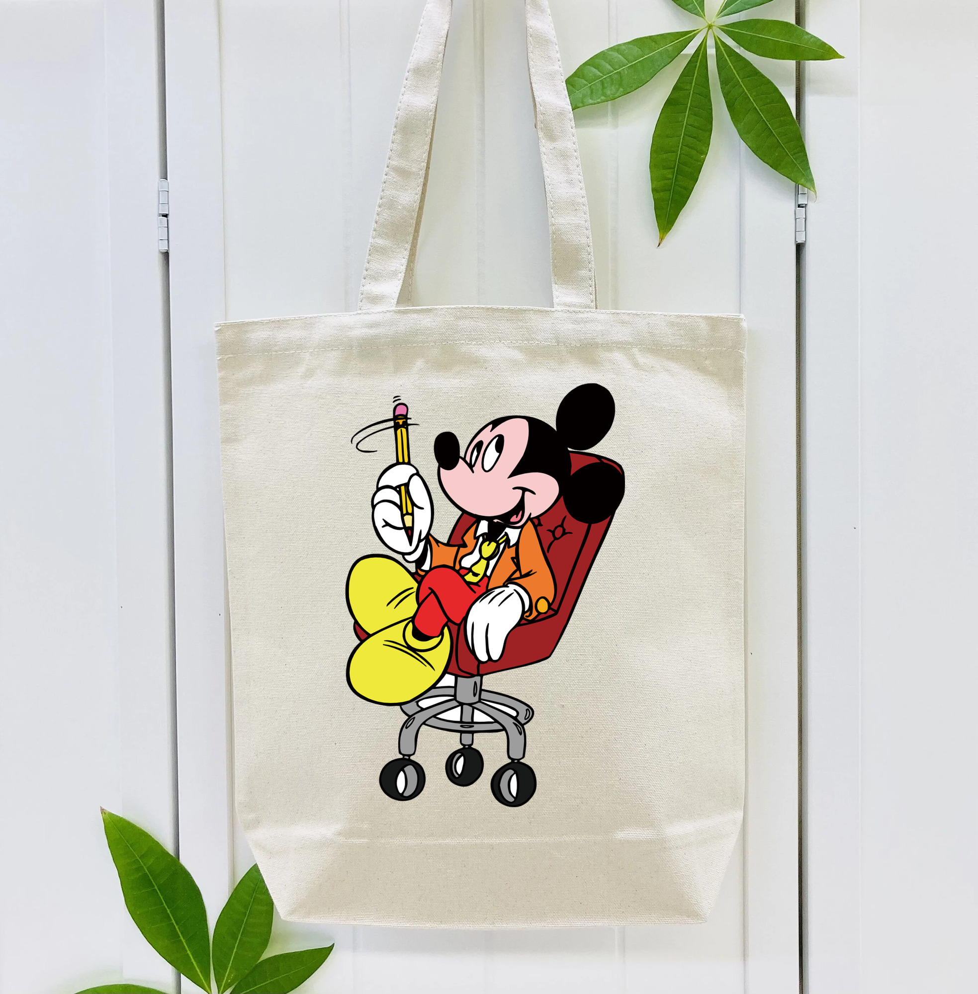 ミッキーマウス Mickey Mouse 縦型キャンバス生地手提げバッグ　トートバッグ
