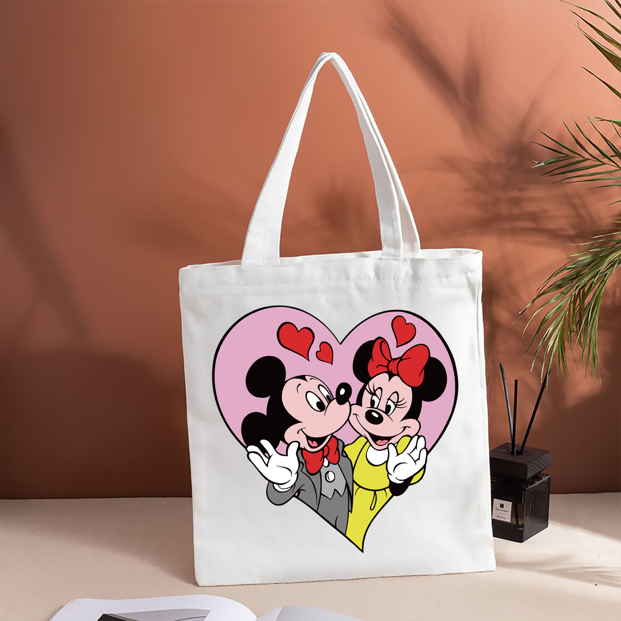 ミッキーマウス Mickey Mouse 縦型キャンバス生地手提げバッグ　トートバッグ