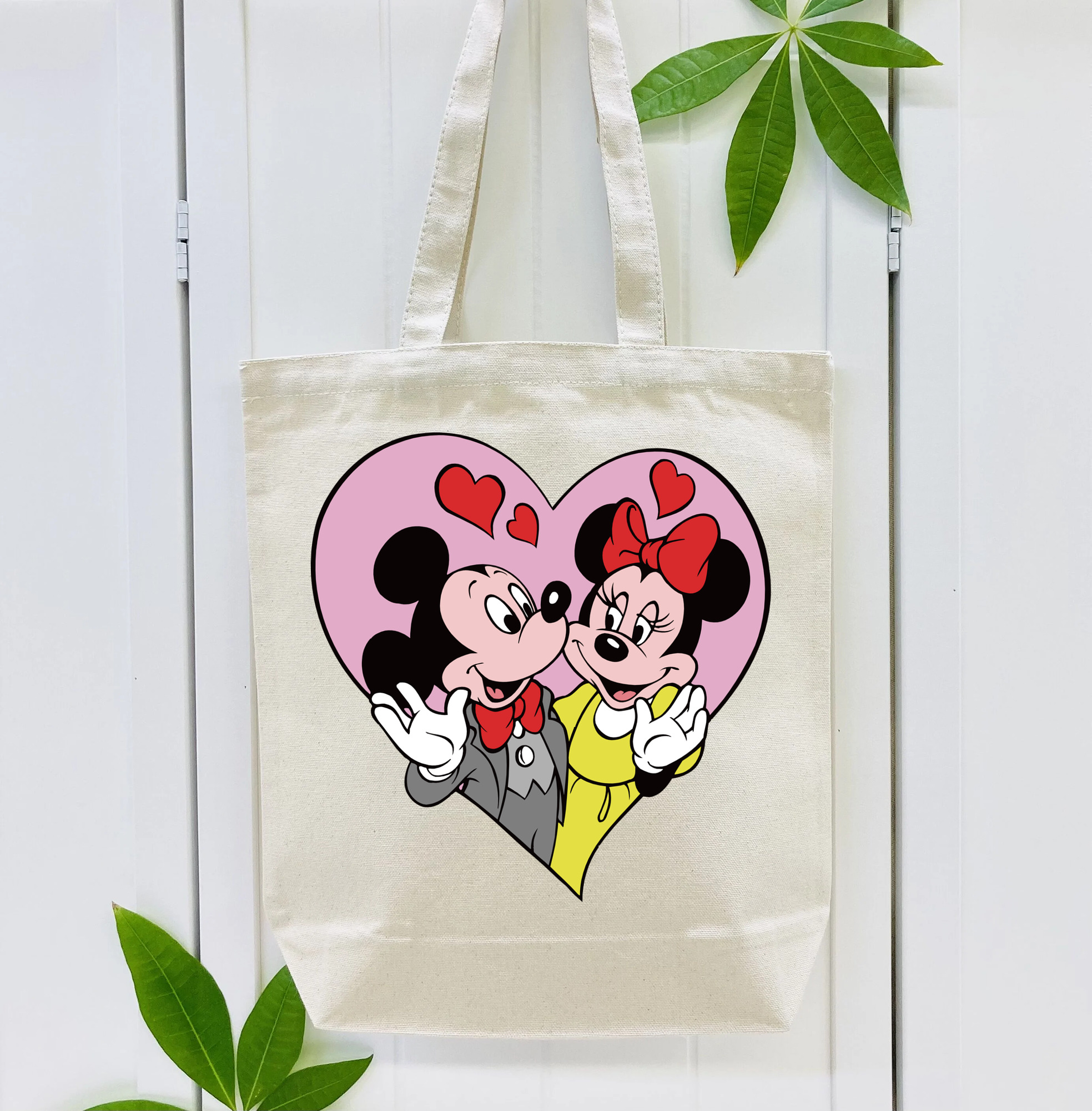 ミッキーマウス Mickey Mouse 縦型キャンバス生地手提げバッグ　トートバッグ