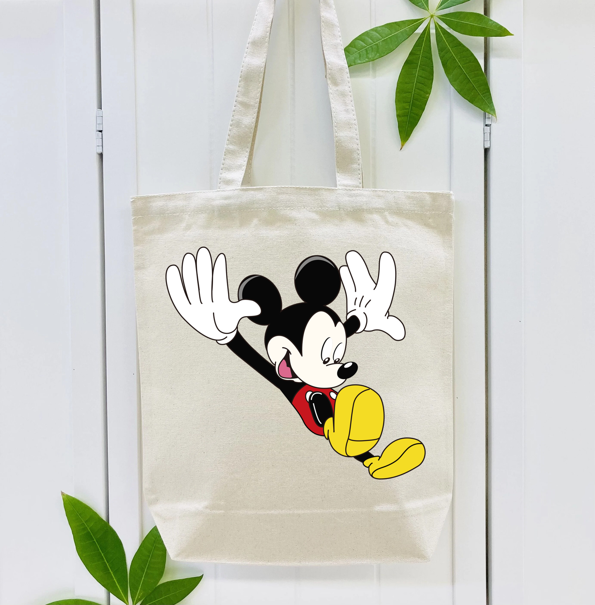 ミッキーマウス Mickey Mouse 縦型キャンバス生地手提げバッグ　トートバッグ