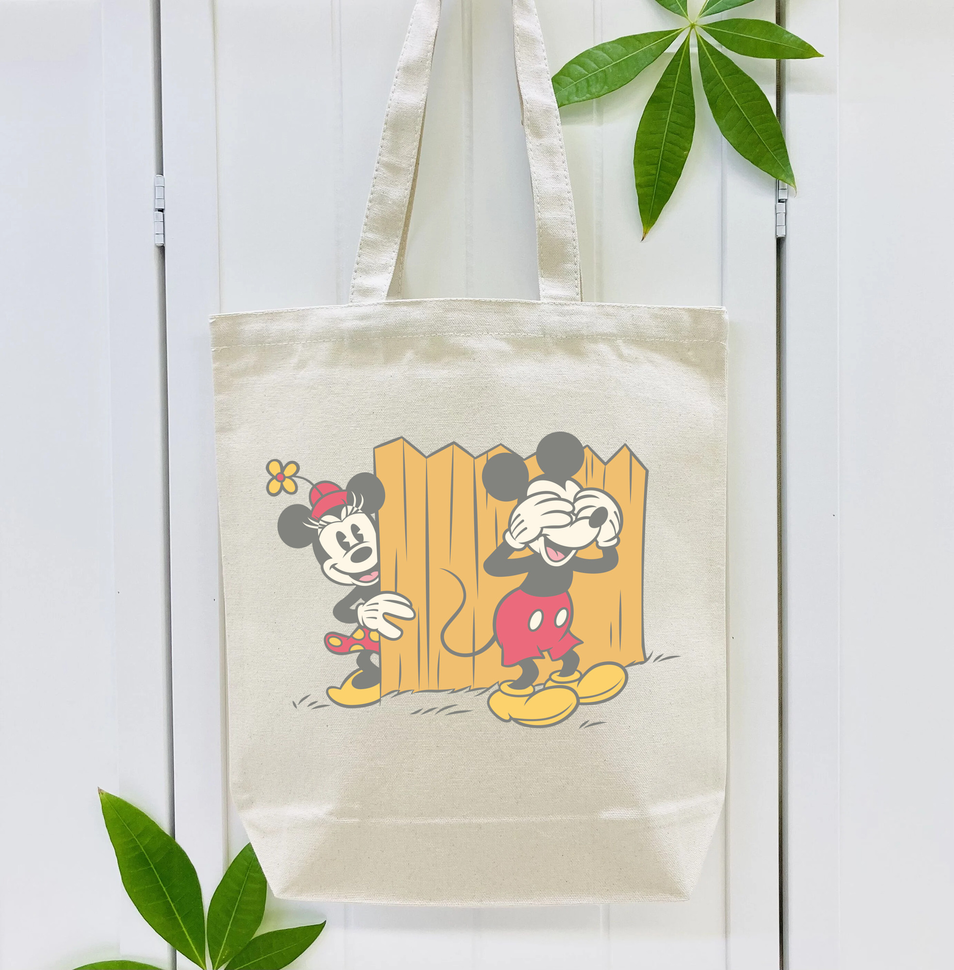 ミッキーマウス Mickey Mouse 縦型キャンバス生地手提げバッグ　トートバッグ