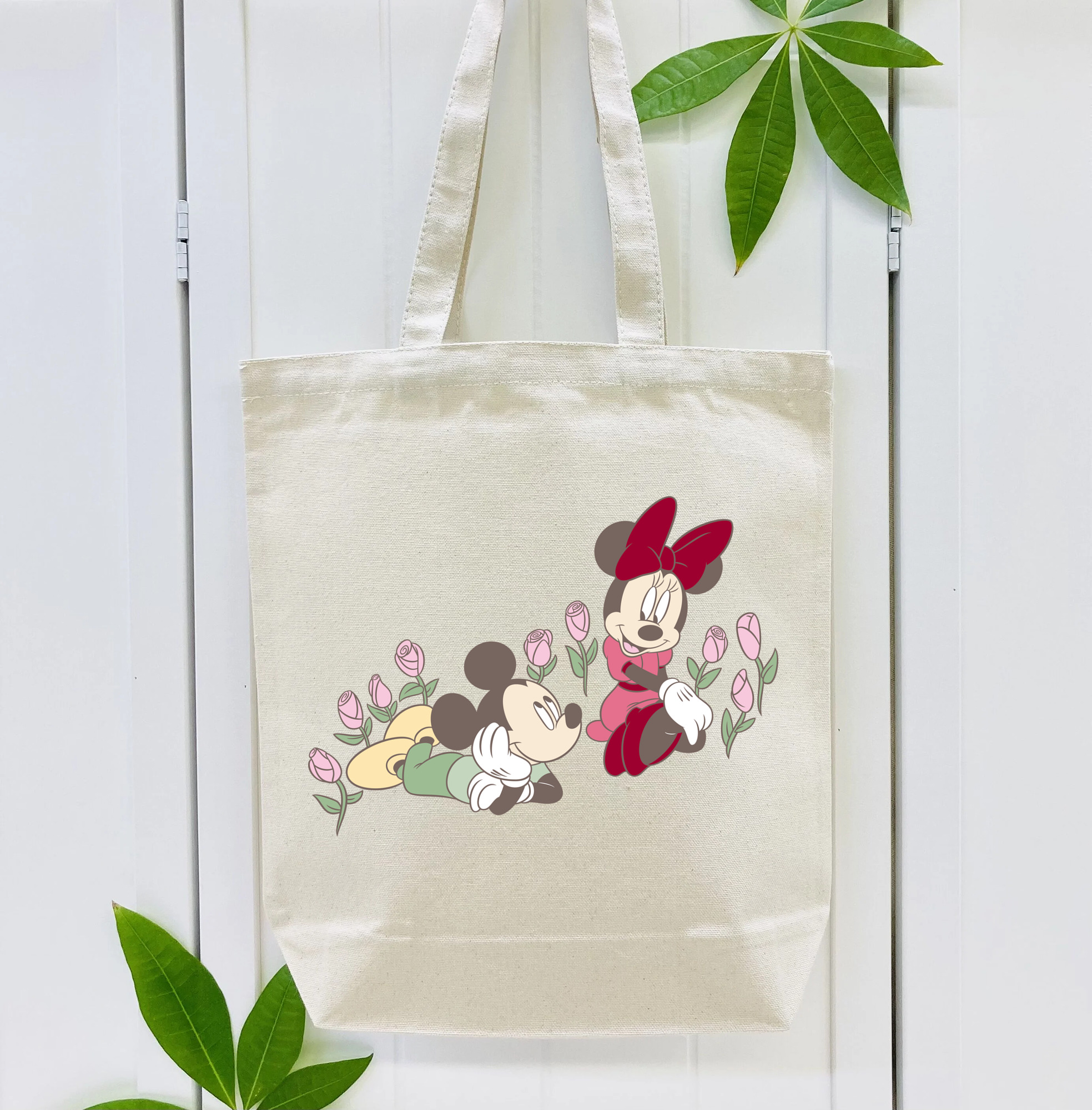 ミッキーマウス Mickey Mouse 縦型キャンバス生地手提げバッグ　トートバッグ
