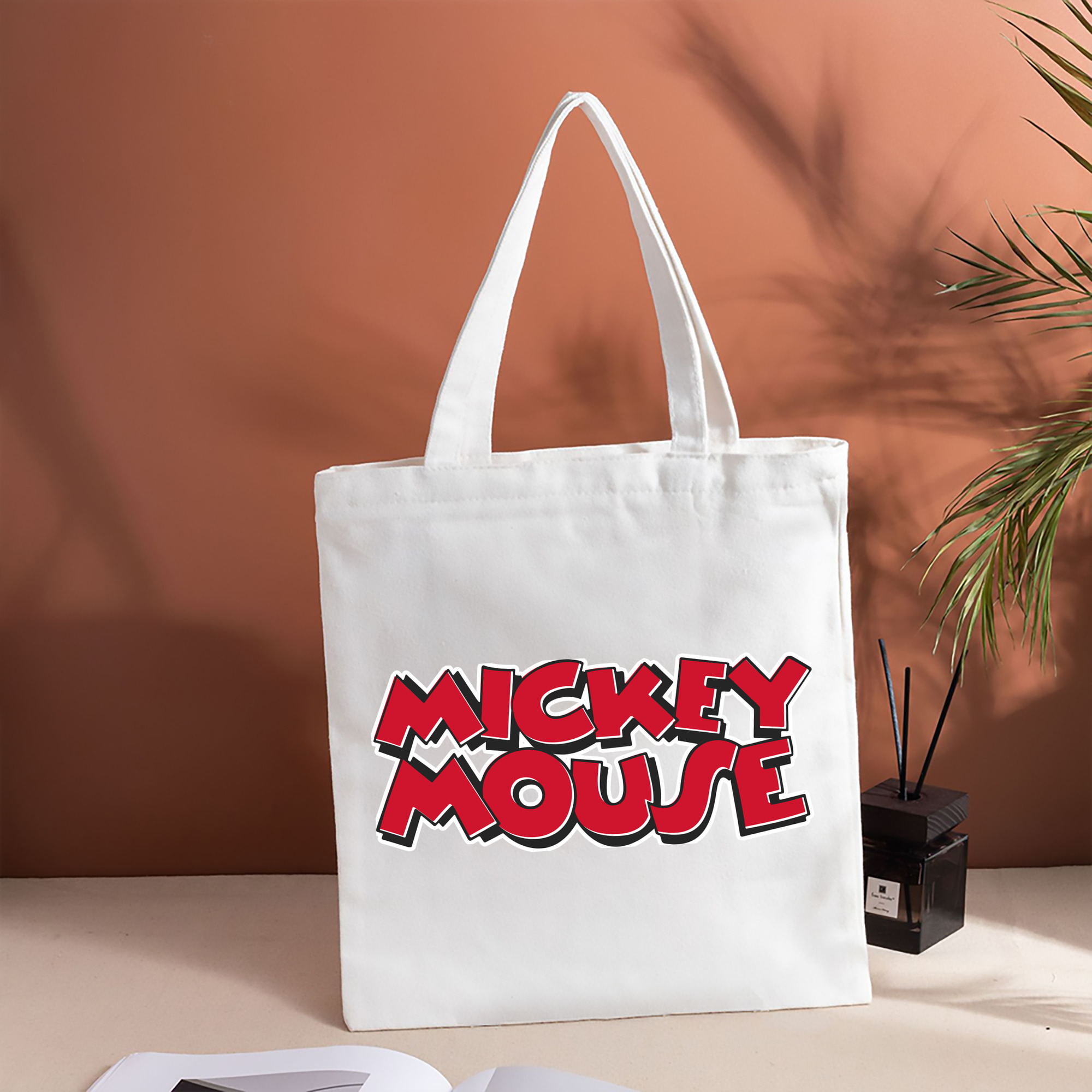 ミッキーマウス Mickey Mouse 縦型キャンバス生地手提げバッグ　トートバッグ