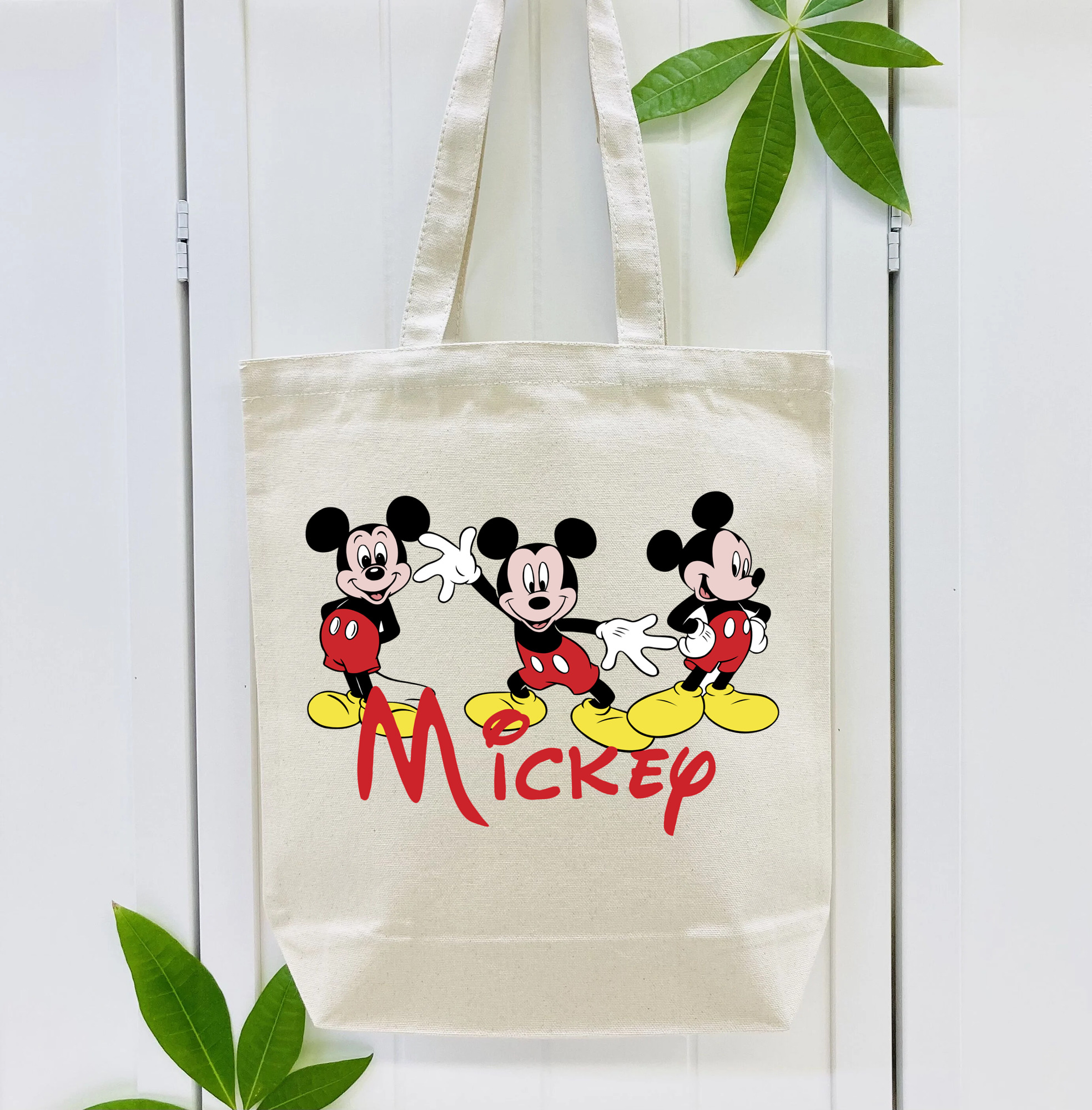 ミッキーマウス Mickey Mouse 縦型キャンバス生地手提げバッグ　トートバッグ