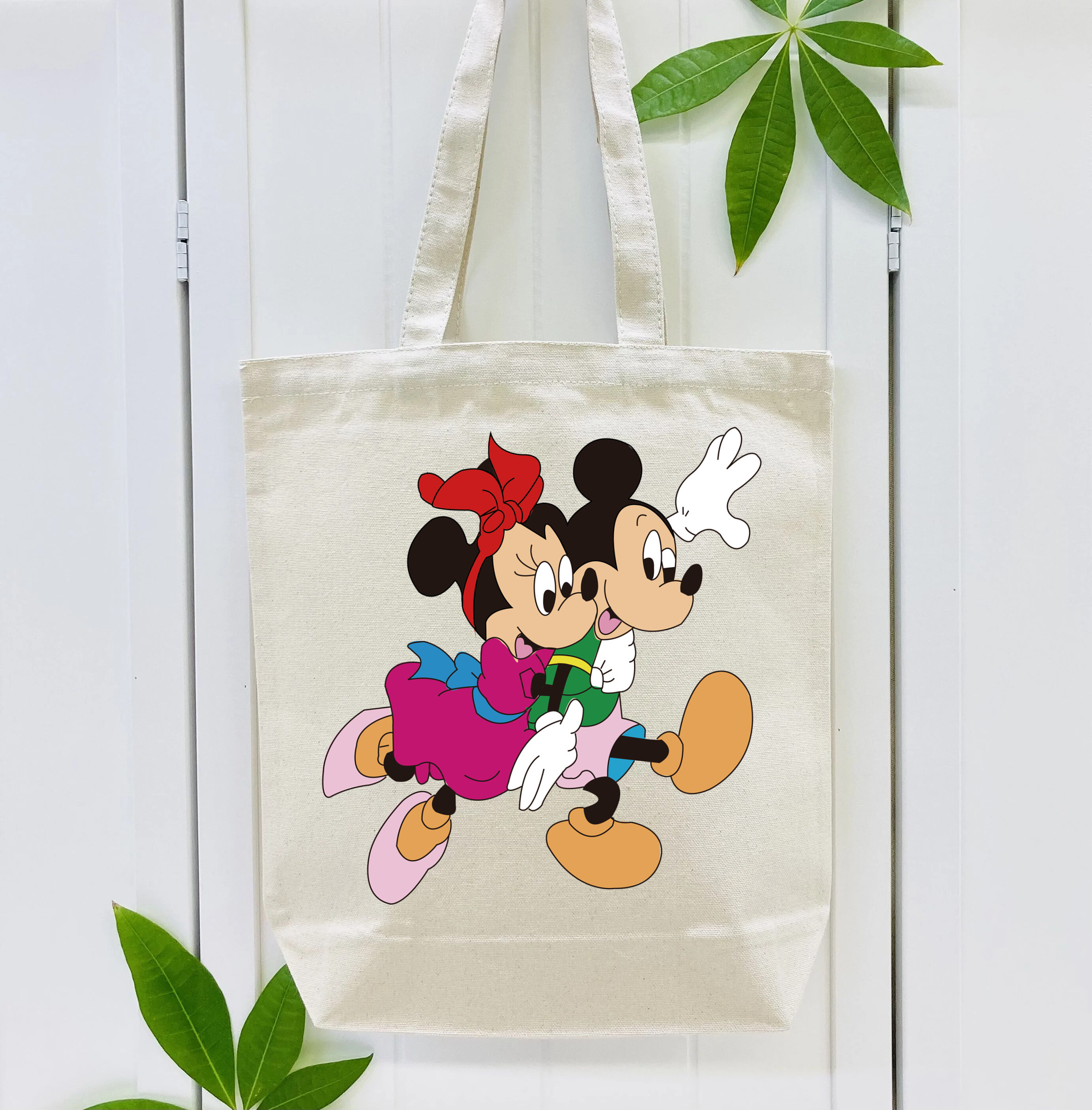 ミッキーマウス Mickey Mouse 縦型キャンバス生地手提げバッグ　トートバッグ