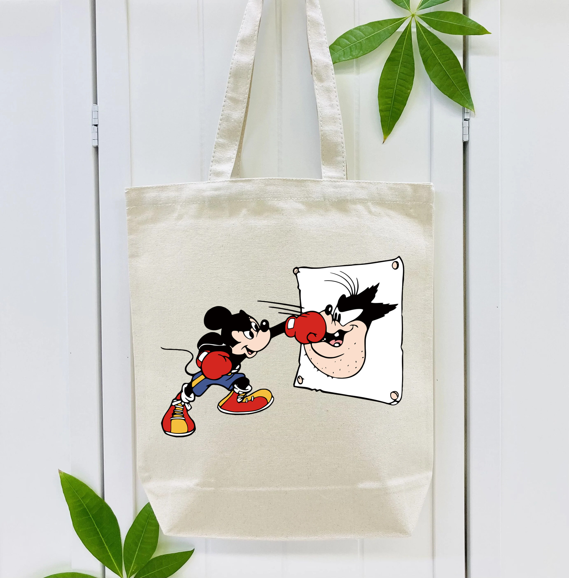 ミッキーマウス Mickey Mouse 縦型キャンバス生地手提げバッグ　トートバッグ