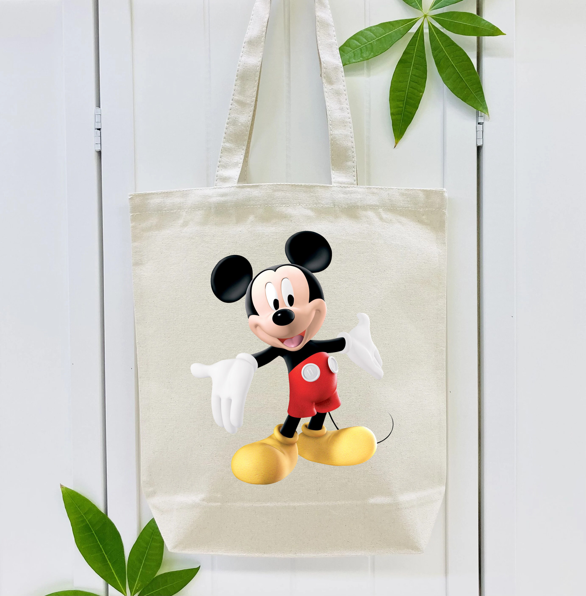 ミッキーマウス Mickey Mouse 縦型キャンバス生地手提げバッグ　トートバッグ