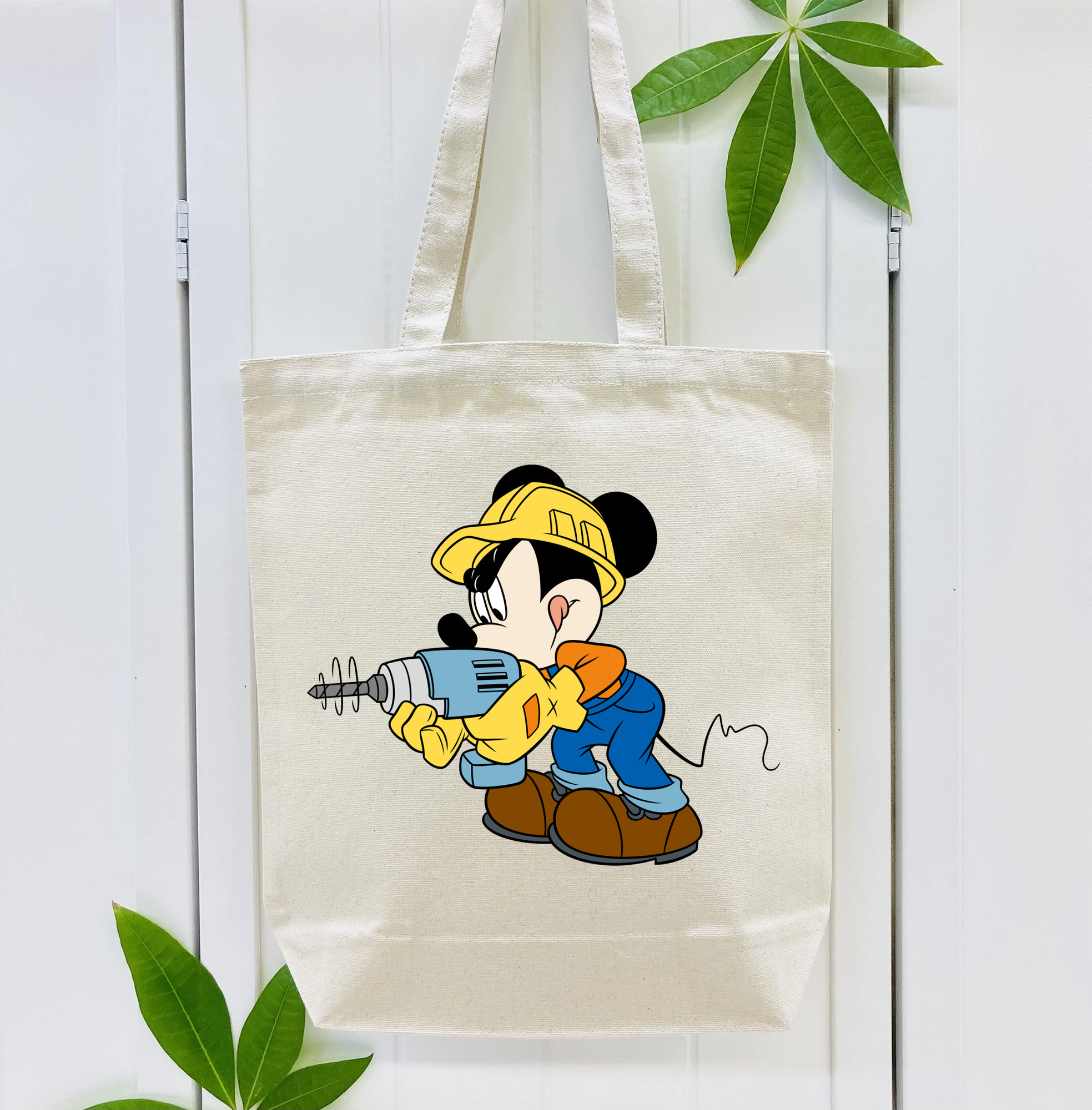 ミッキーマウス Mickey Mouse 縦型キャンバス生地手提げバッグ　トートバッグ