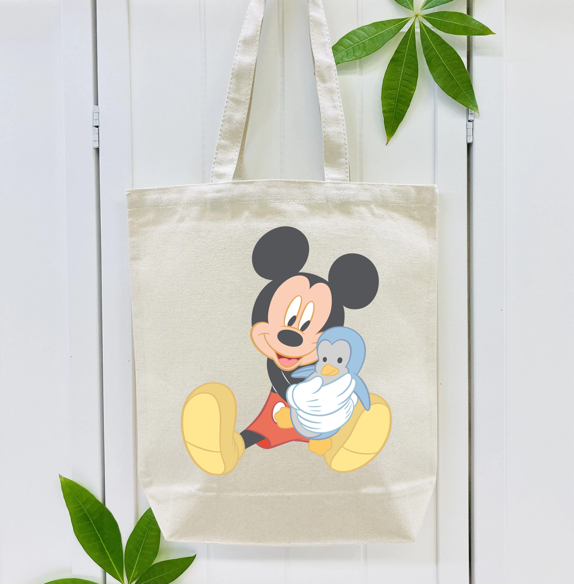 ミッキーマウス Mickey Mouse 縦型キャンバス生地手提げバッグ　トートバッグ