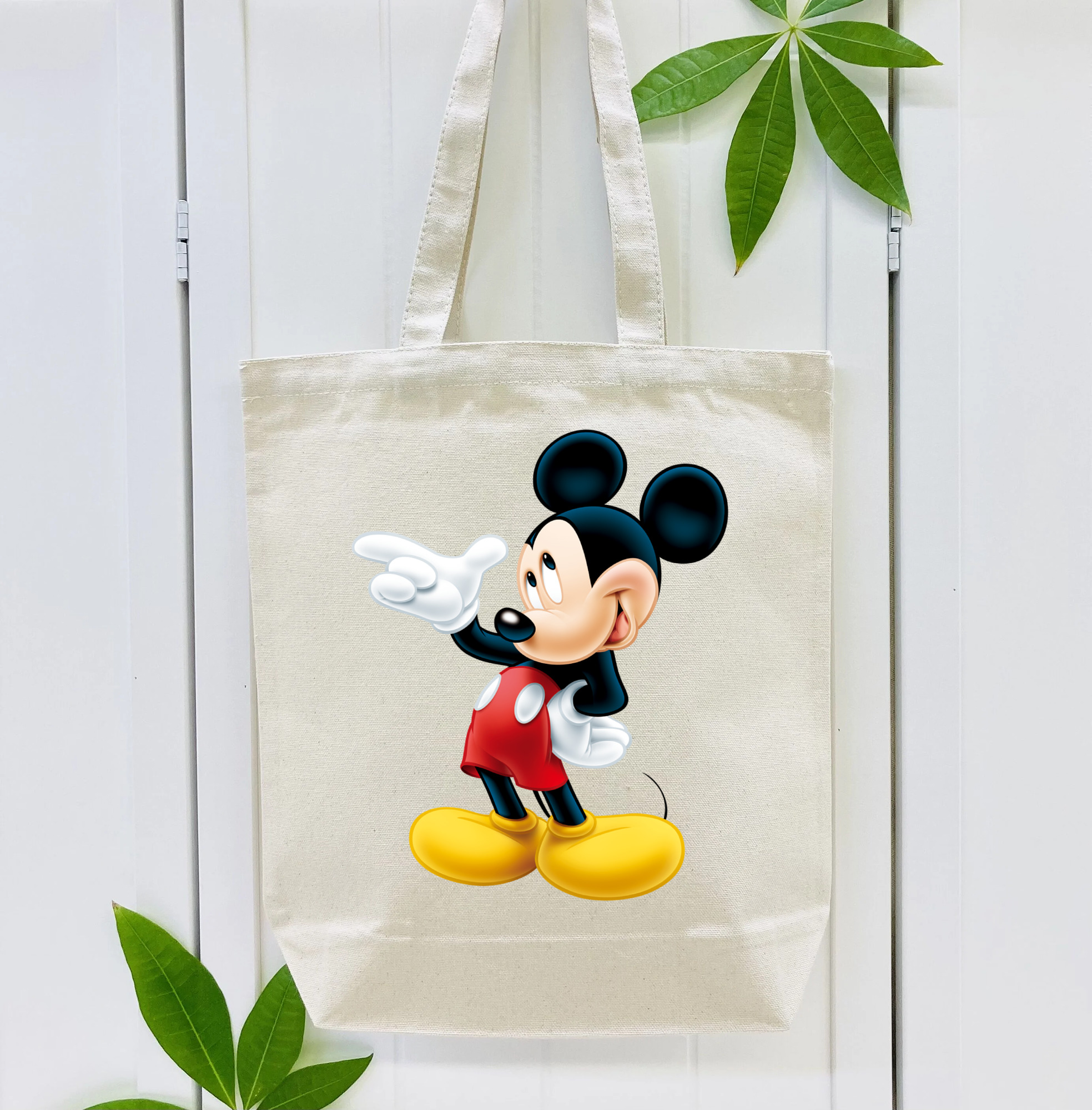 ミッキーマウス Mickey Mouse 縦型キャンバス生地手提げバッグ　トートバッグ