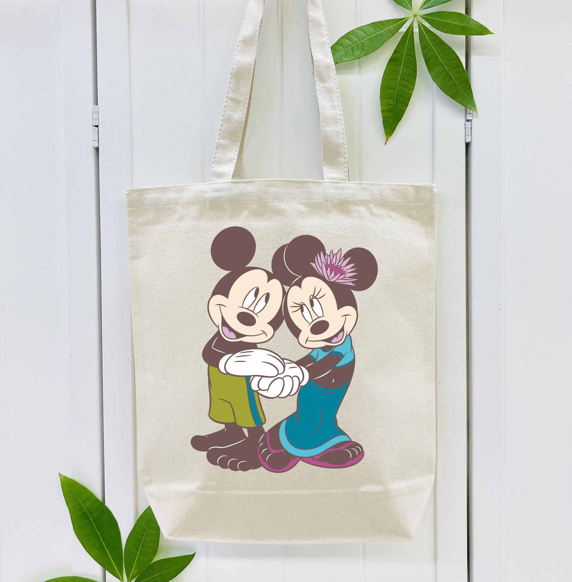 ミッキーマウス Mickey Mouse 縦型キャンバス生地手提げバッグ　トートバッグ